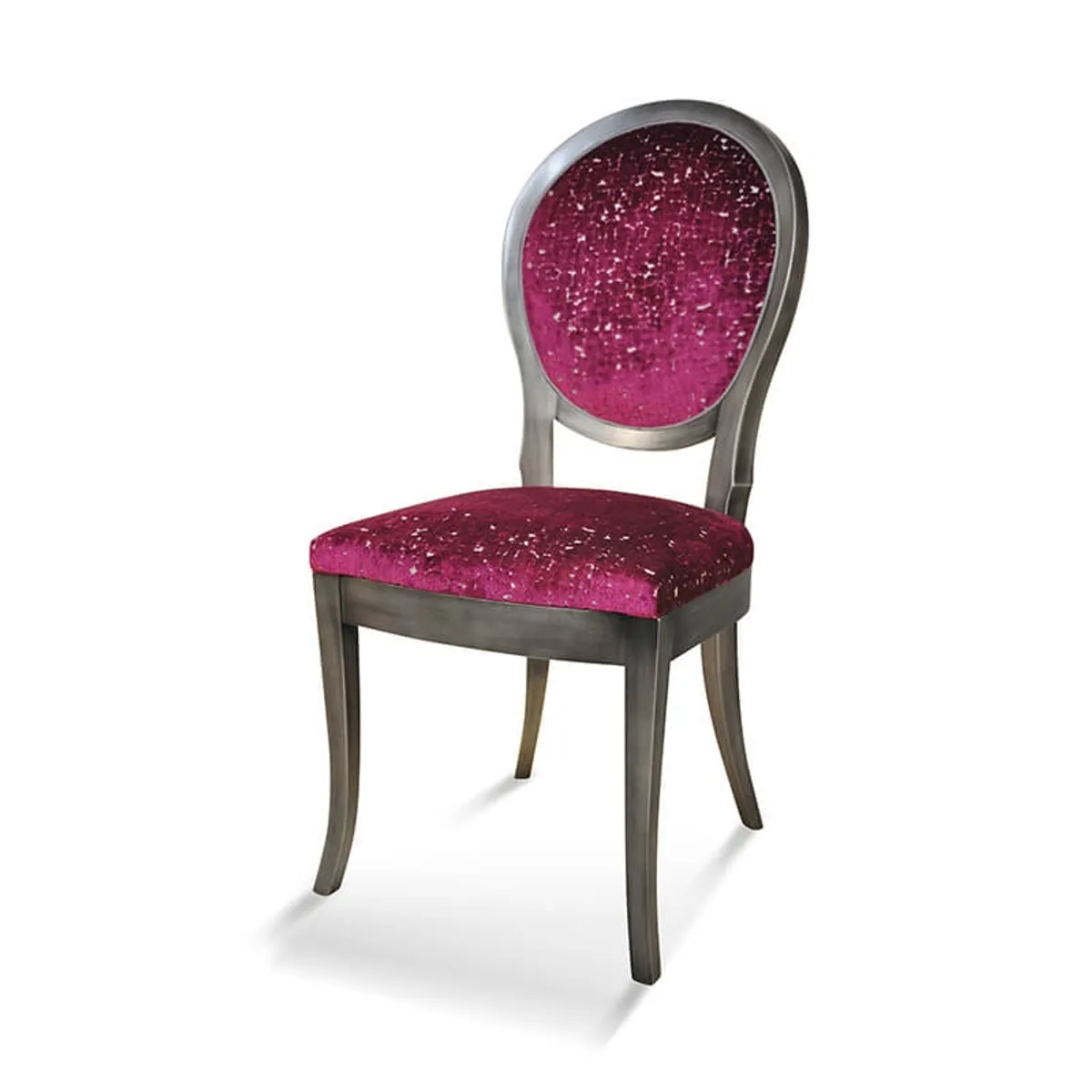 Pauline - Chaise médaillon en bois massif et tissu fabrication française — vue 3