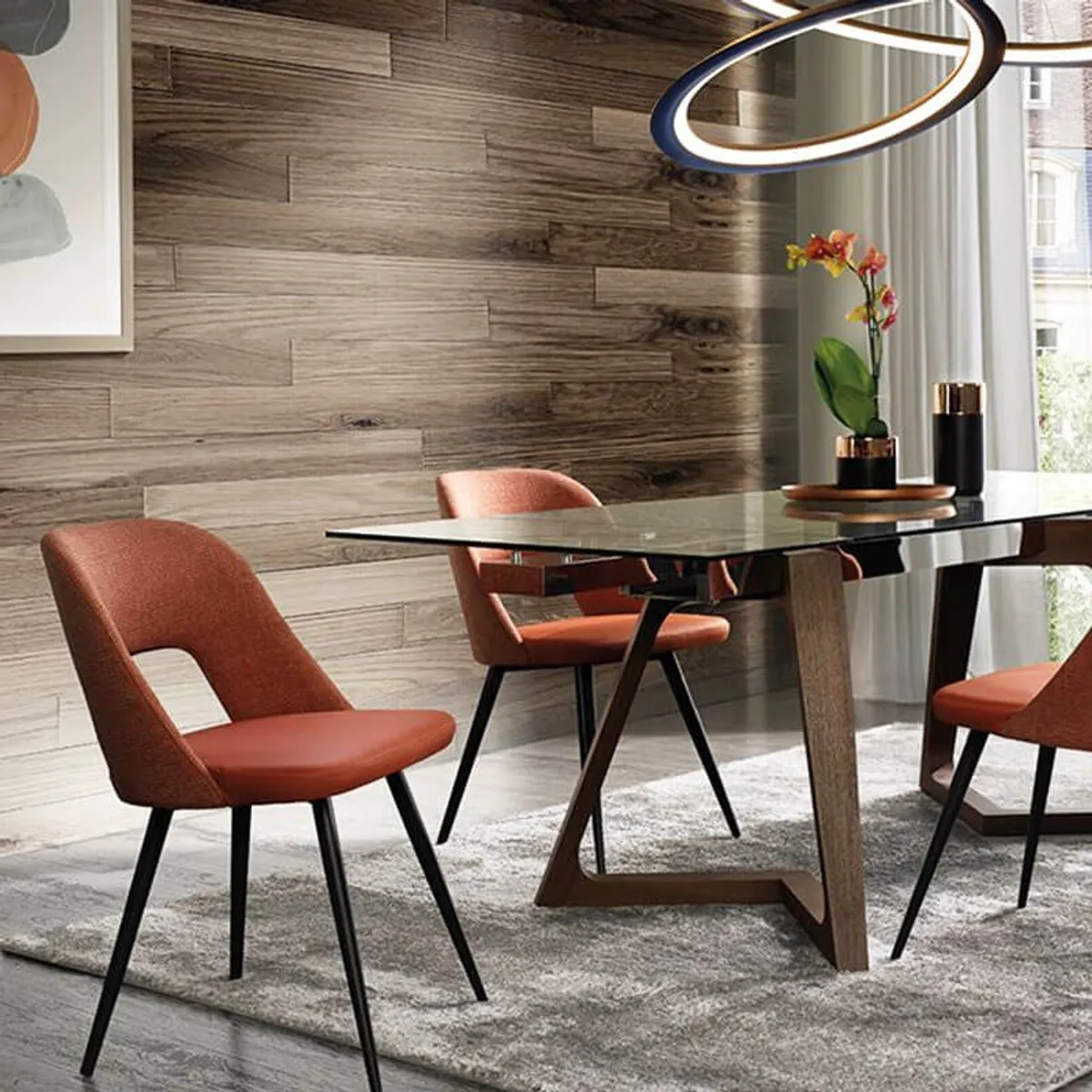 Evelyne - Chaise moderne bimatière avec dossier ajouré