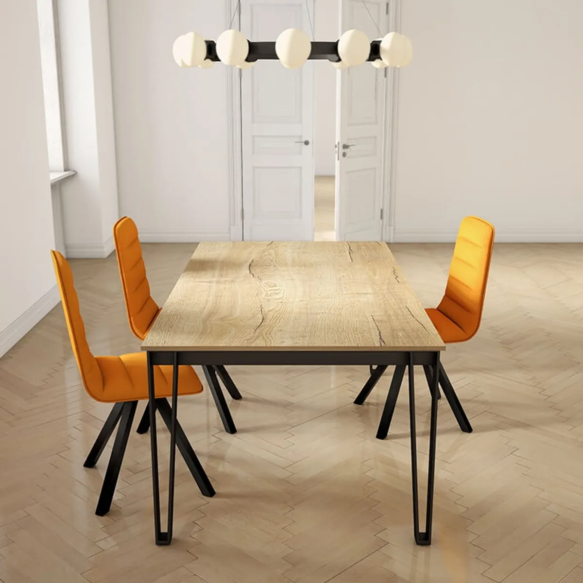 Okaso - Table de salle à manger rectangulaire en stratifié pieds en épingle — vue 4