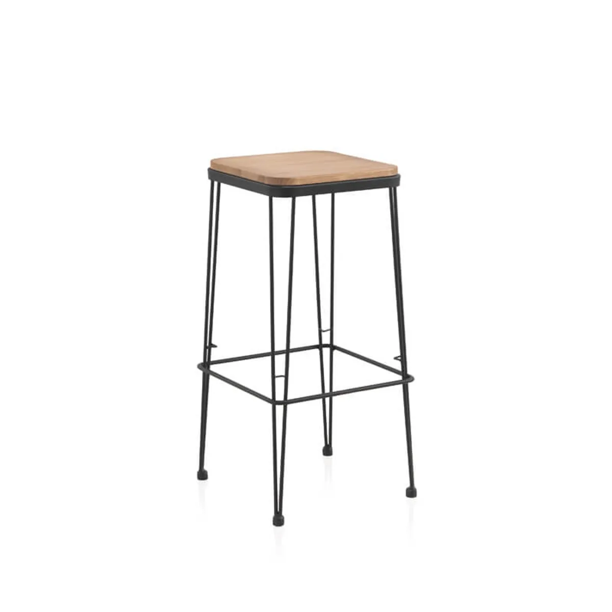 Riopar - Tabouret haut assise bois pieds métal style industriel — vue 3