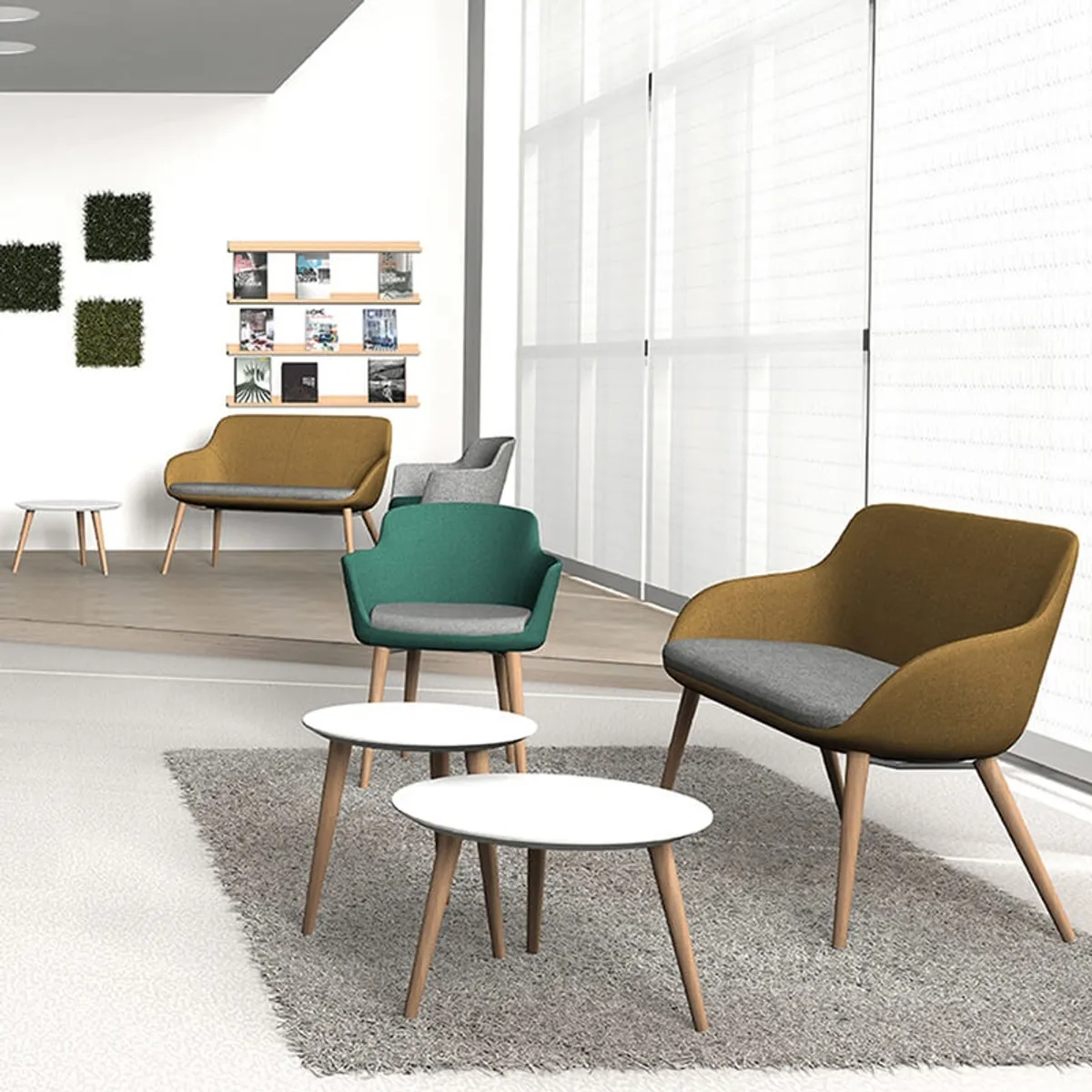 Eneka 02 - Banquette scandinave 2 places pieds bois fabriquée en France