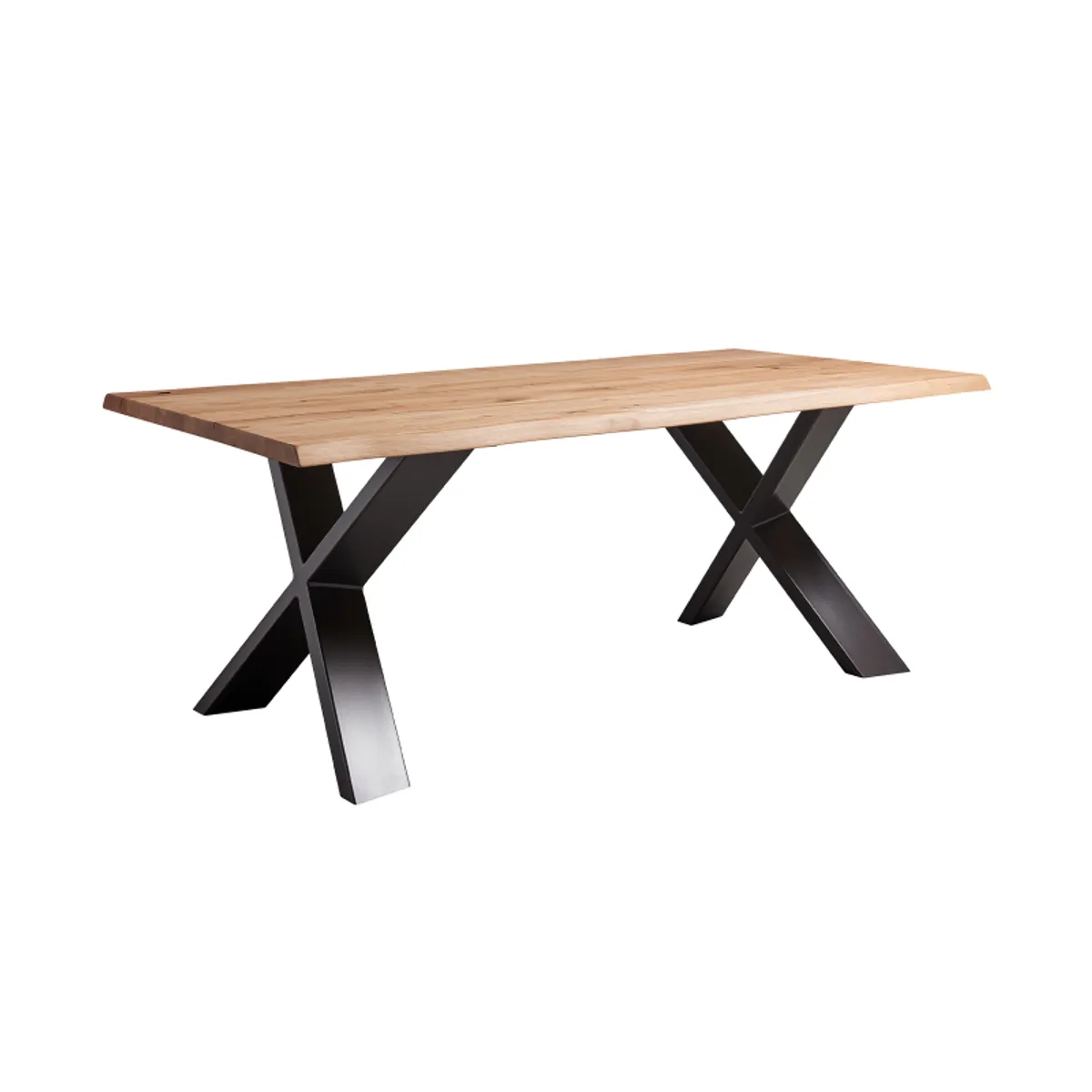 Carte - Table rectangulaire en chêne massif et piétement métallique en croix — vue 3
