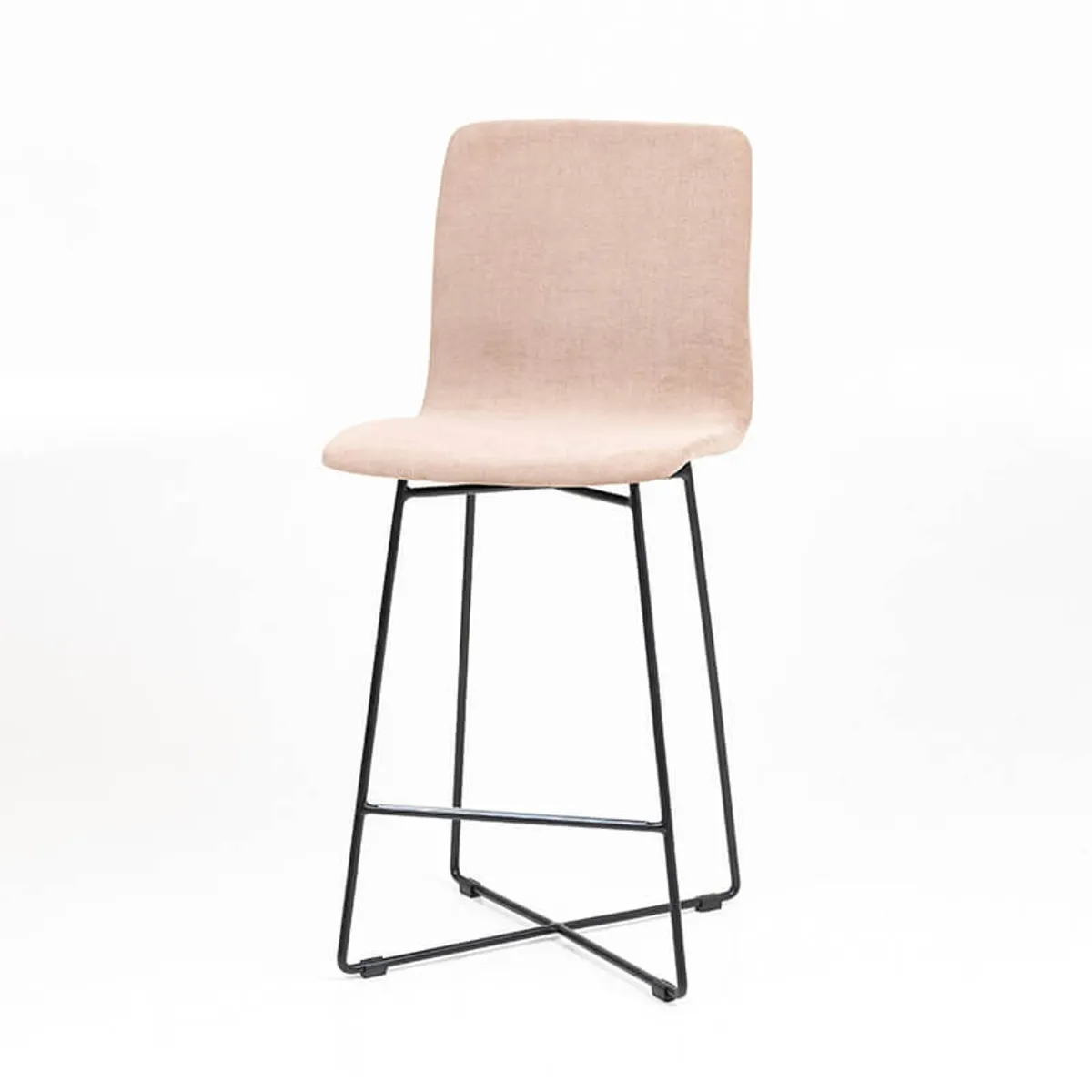 Amelie - Tabouret snack en tissu et pieds métal croisé — vue 3