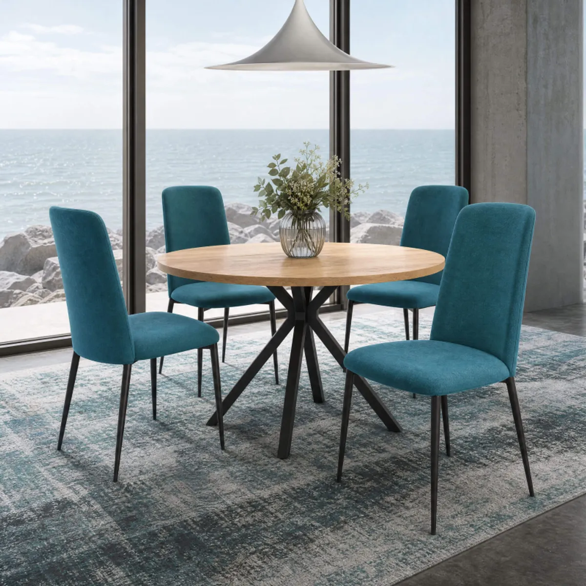 Joy - Chaise de salle à manger contemporaine en tissu et pieds en métal — vue 5