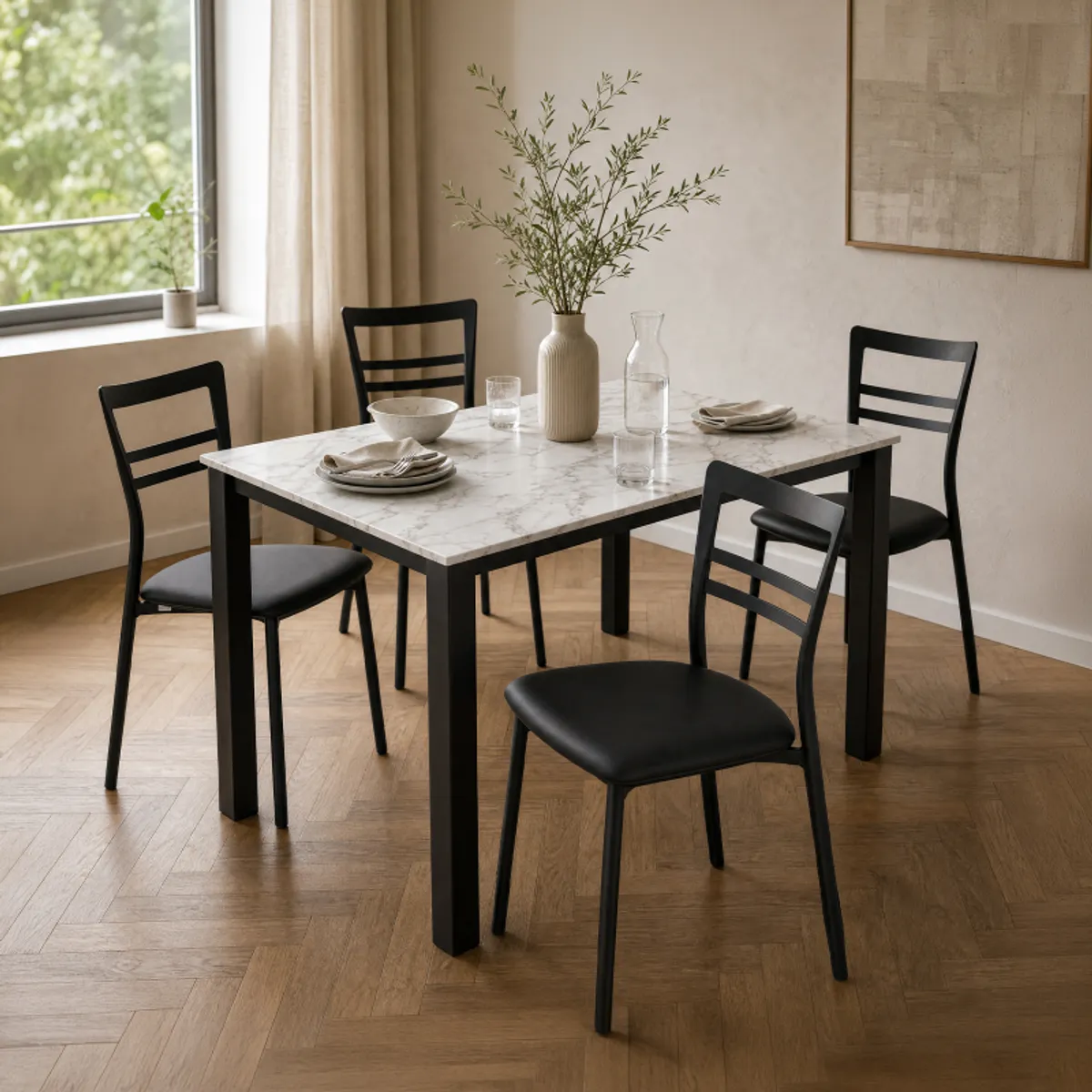 Go 1419 - Chaise de cuisine rembourrée en synthétique et métal — vue 4