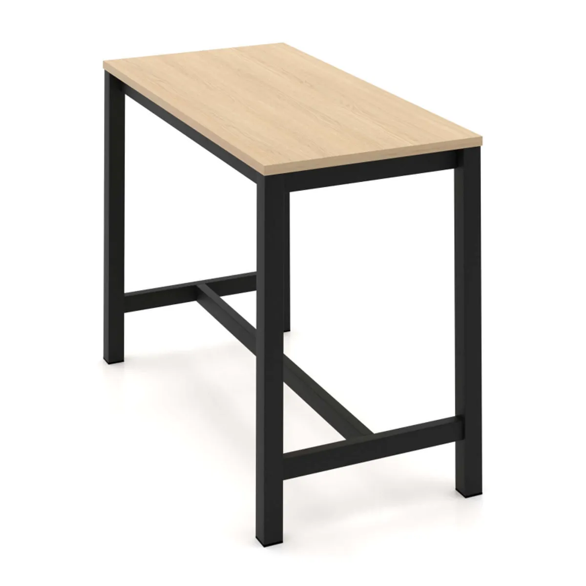 Valériane - Table snack de cuisine en stratifié chêne naturel avec pieds en métal noir — vue 4