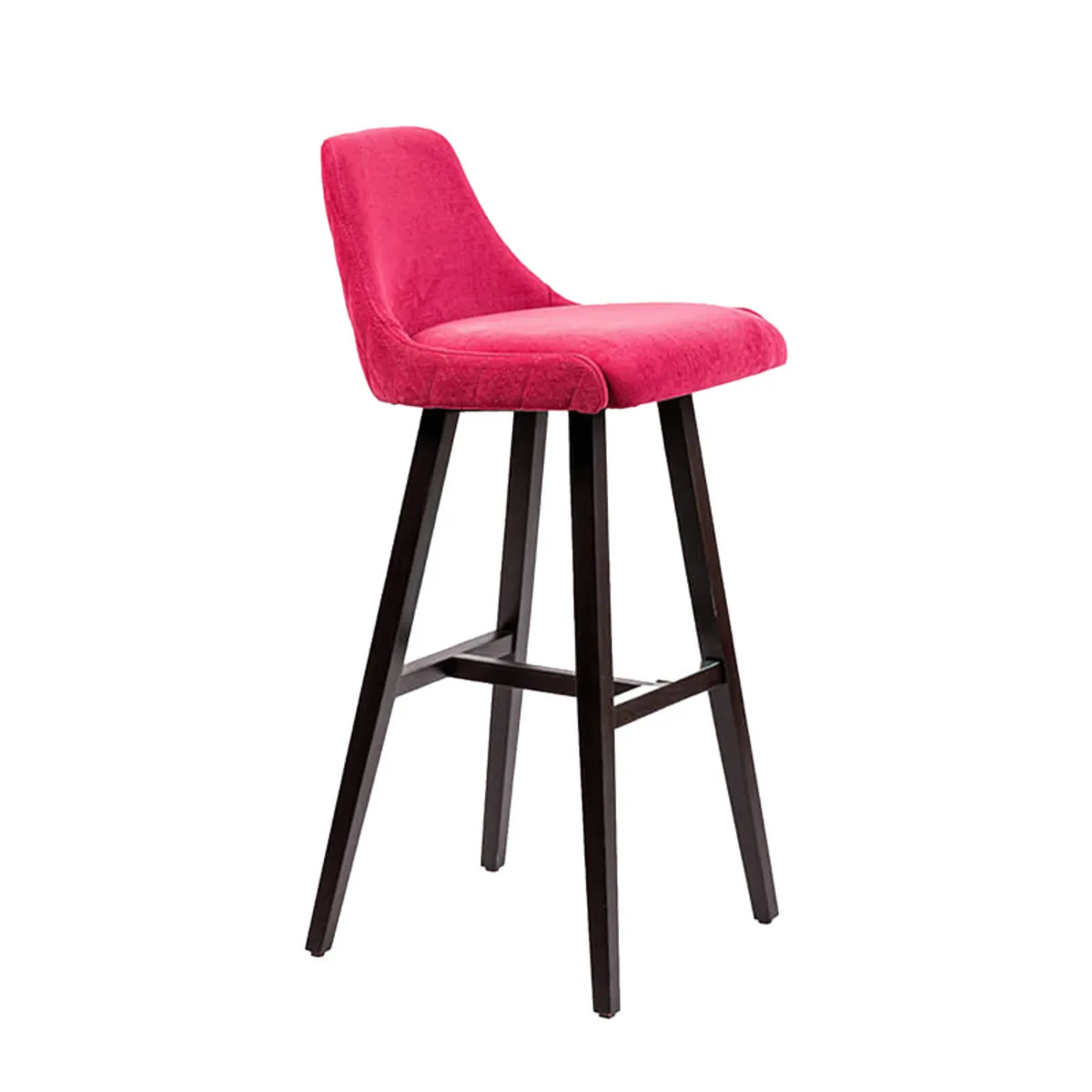 Lars diamant - Tabouret de bar en tissu dos matelassé pieds bois — vue 3