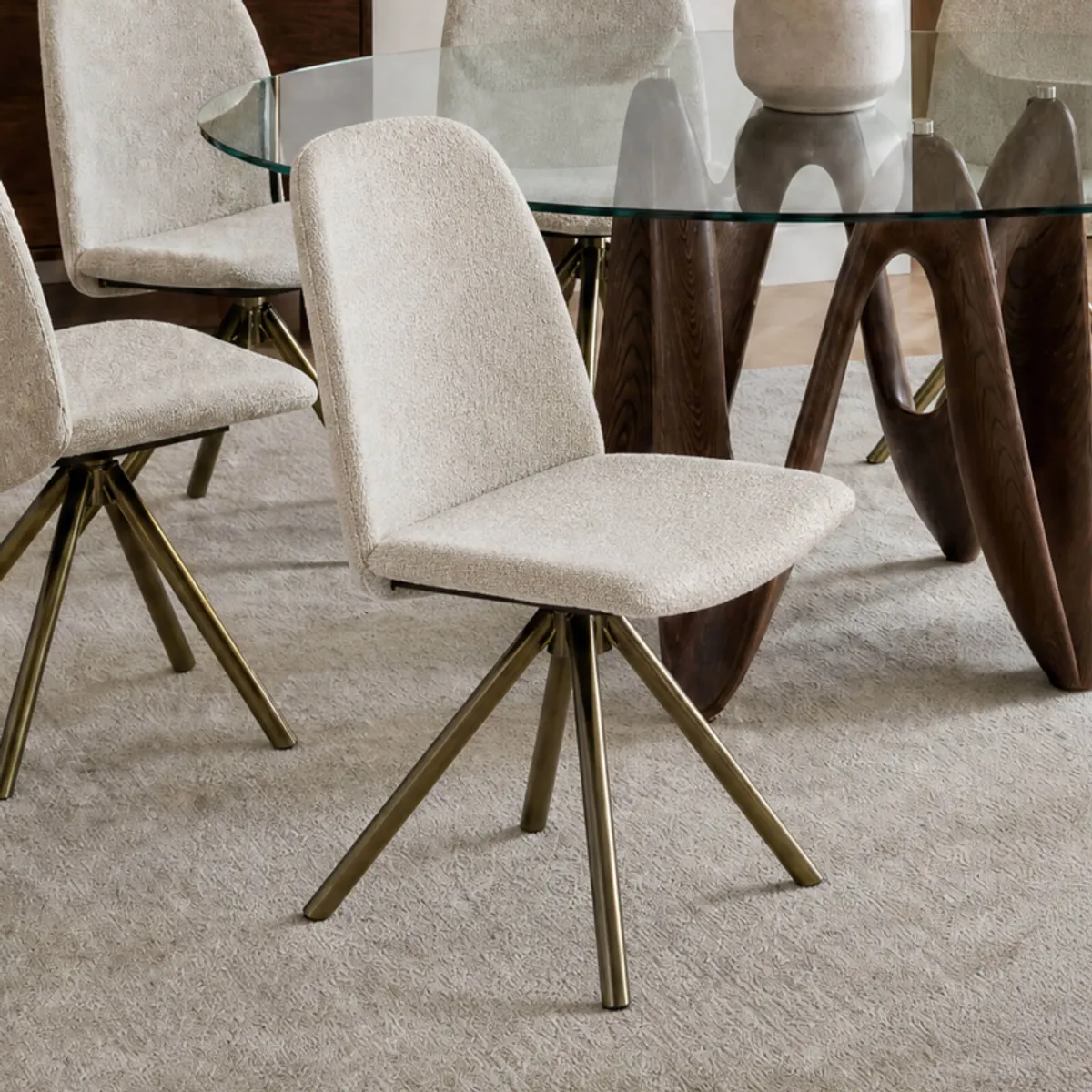 Figaro 2 - Chaise moderne pivotante en tissu et pieds métal