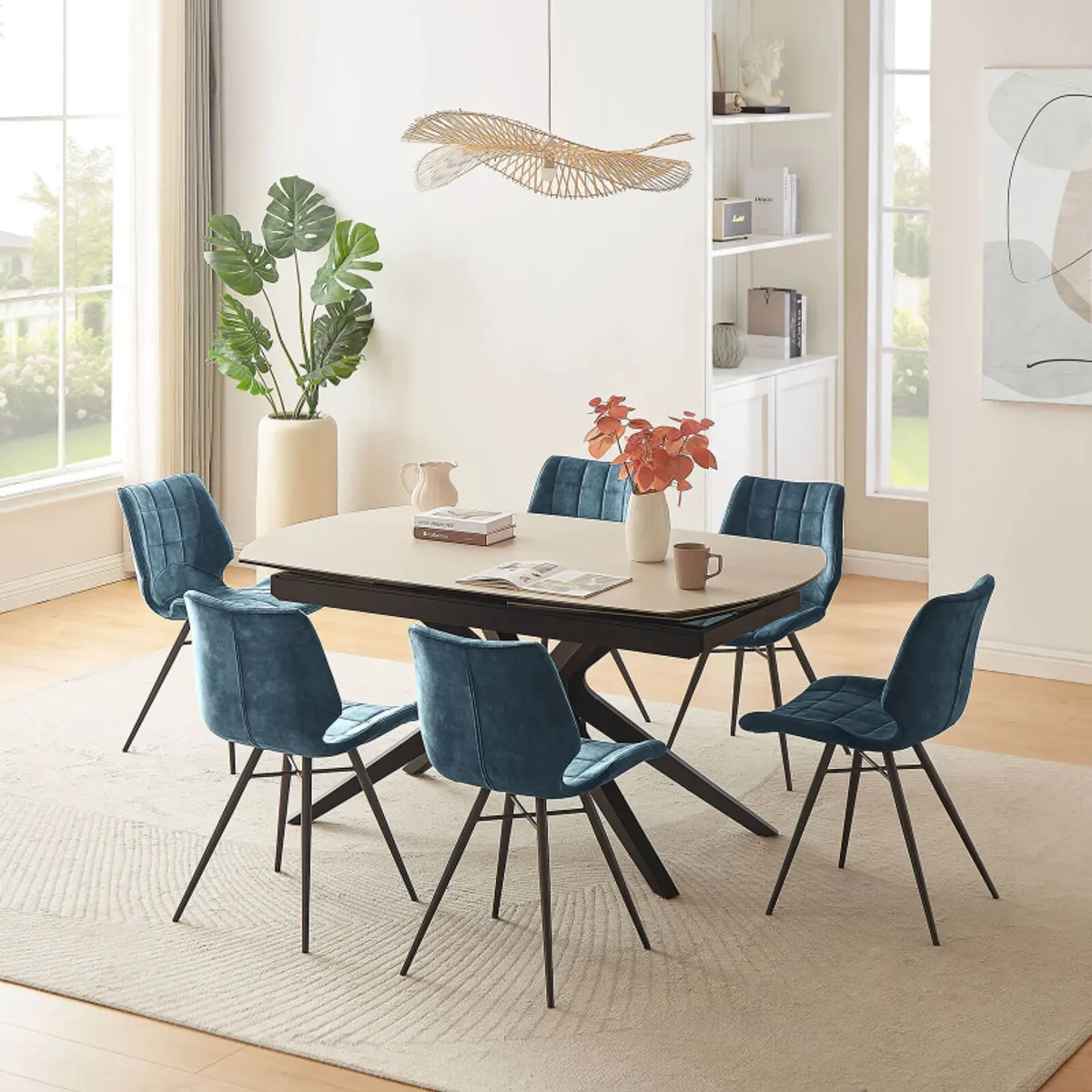 Angèle - Table moderne extensible en céramique pieds métal — vue 4