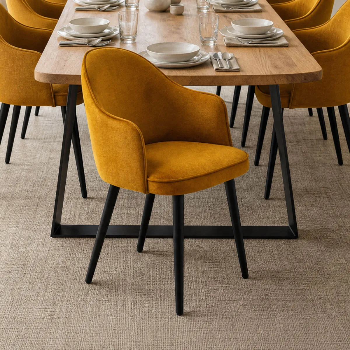 Bistrot - Fauteuil confortable en tissu et pieds bois