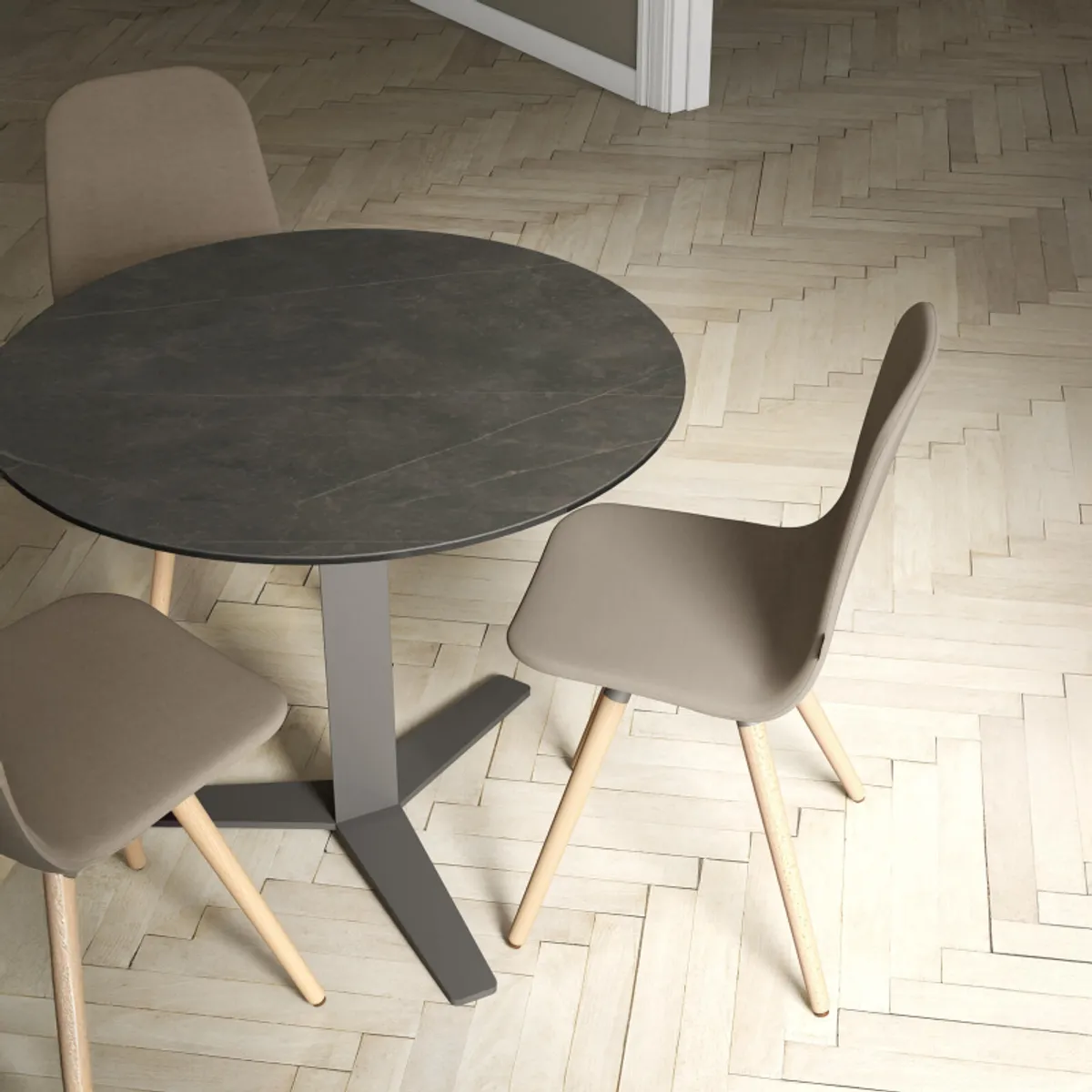 Peliccan - Table ronde petit espace en céramique et métal — vue 4