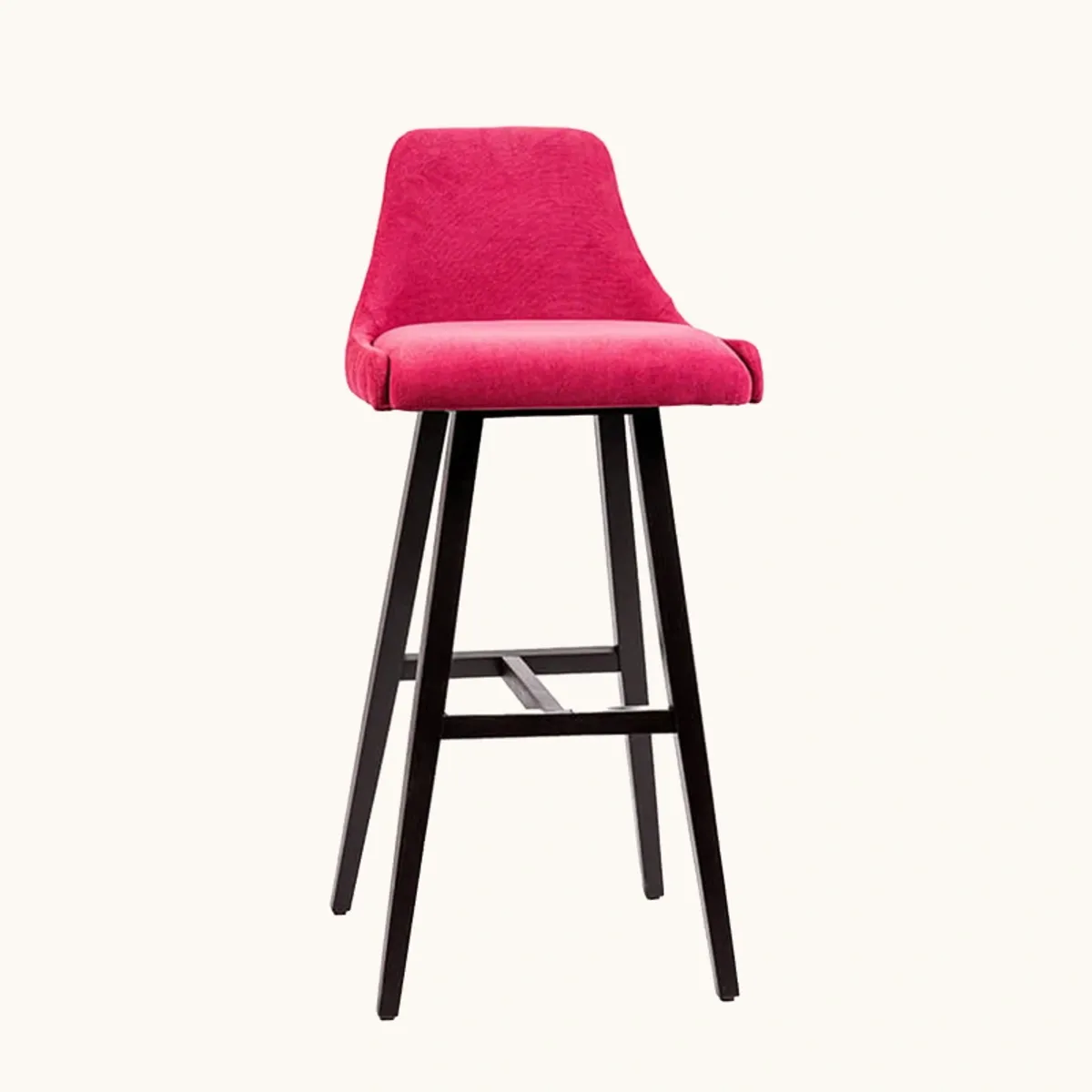 Lars diamant - Tabouret de bar en tissu dos matelassé pieds bois