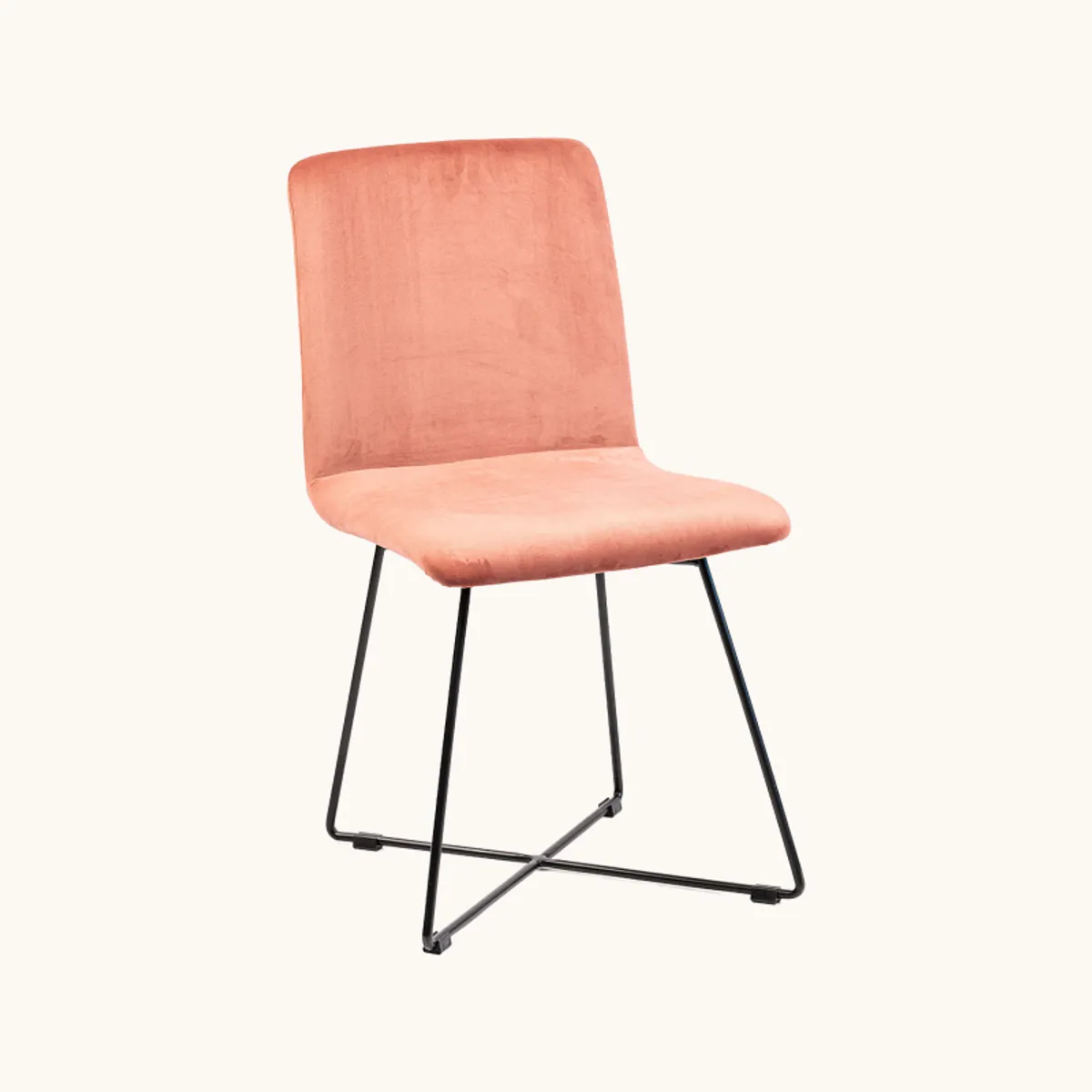 Plaza line - Chaise design en tissu avec dos matelassé et pieds en métal croisés