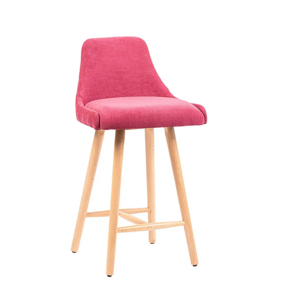 Lars diamant - Tabouret snack matelassé en tissu et pieds en bois