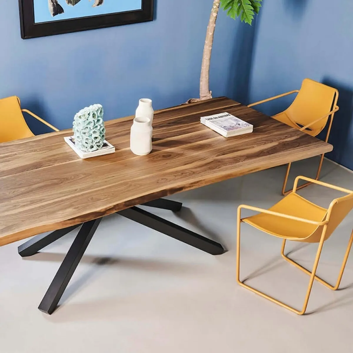Pechino Midj® - Table design en bois massif piétement mikado en métal — vue 3
