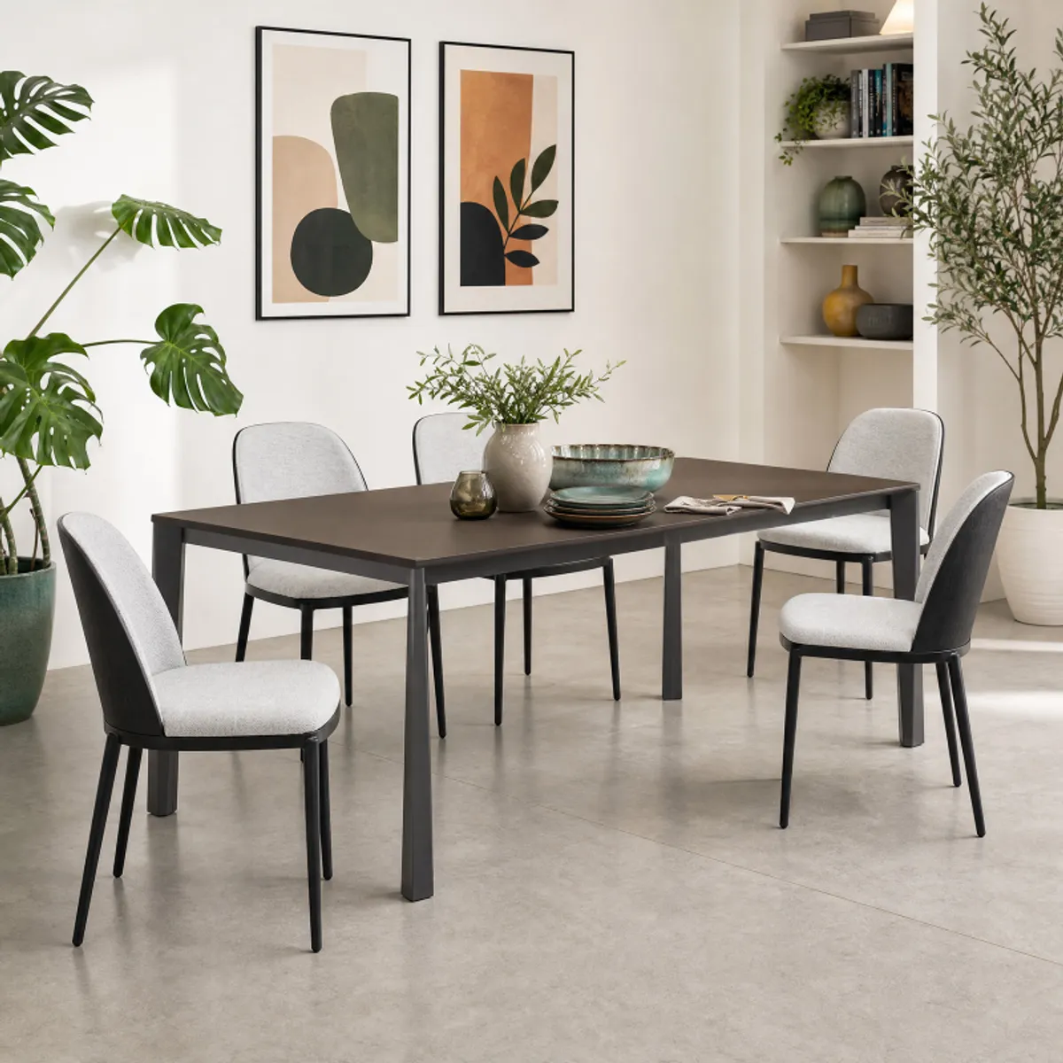 Simone - Chaise bimatière en tissu dossier bois avec pieds en métal — vue 4