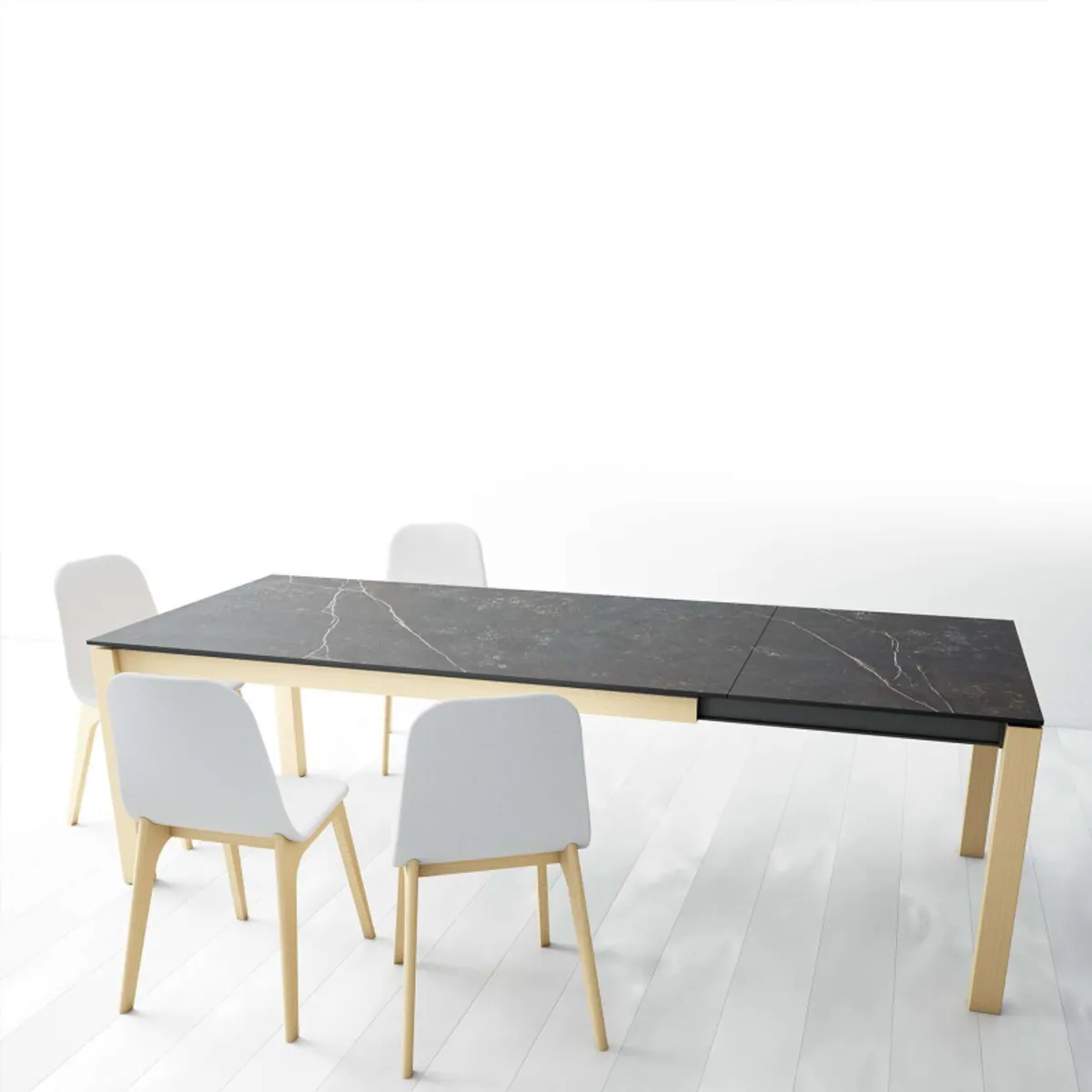 Lakera - Table en Dekton extensible avec pieds en bois massif — vue 4