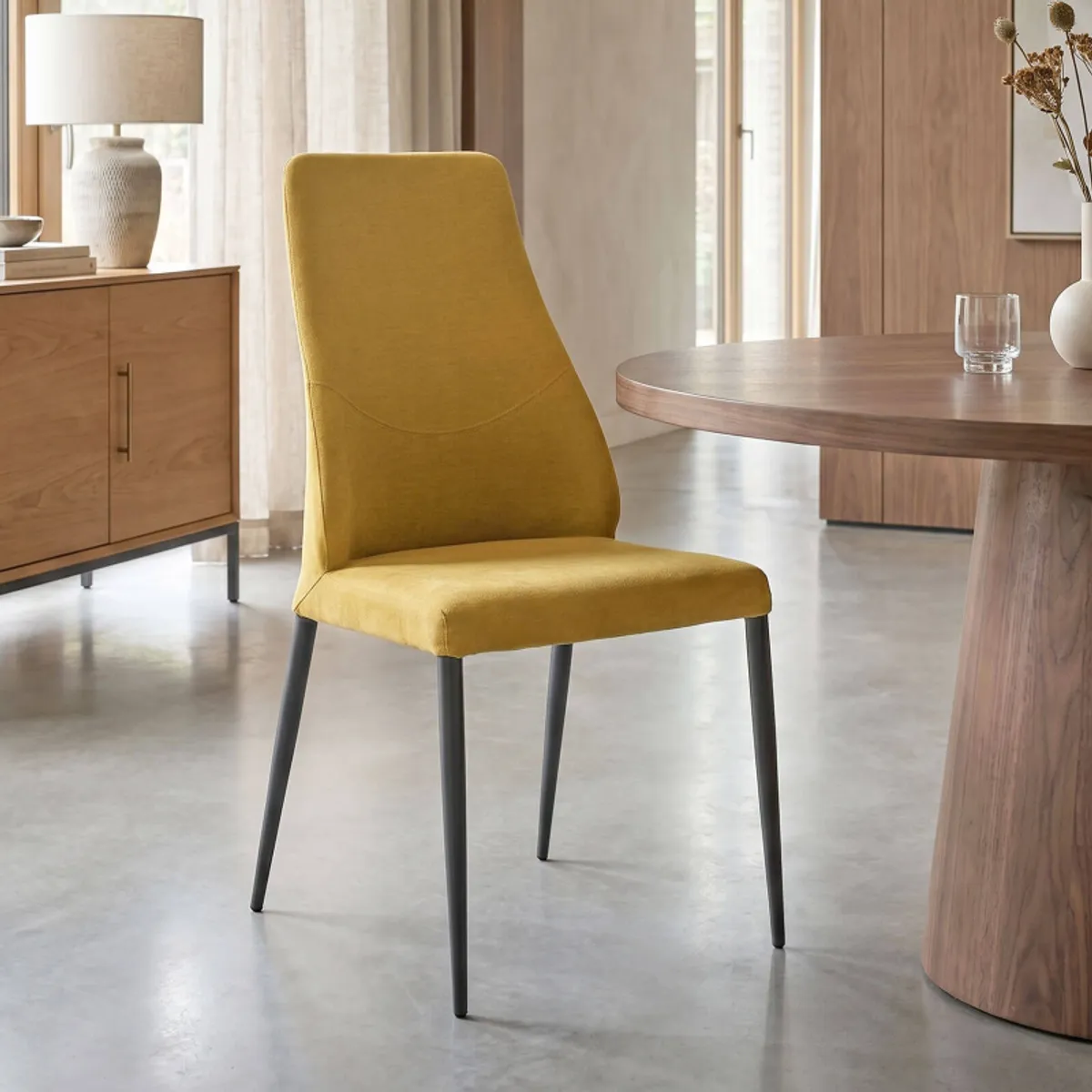 Mathilde - Chaise de salle à manger italienne moderne en tissu et métal — vue 5