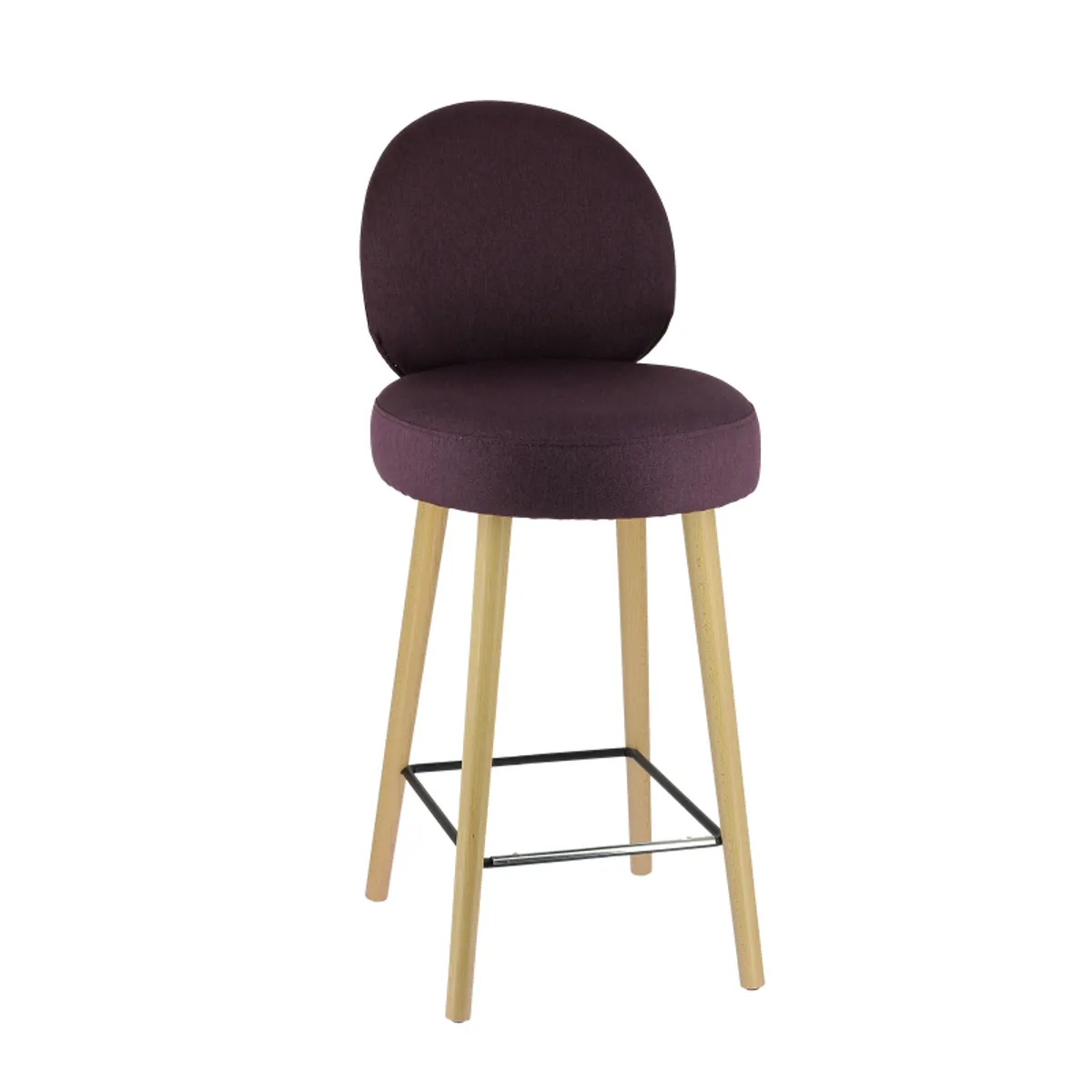 Severus - Tabouret snack cosy en tissu avec pieds en bois