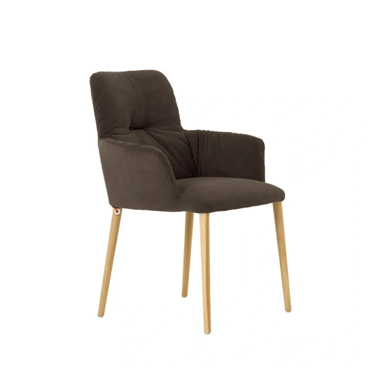 Aura Mobitec® - Chaise avec accoudoirs style cocooning en tissu et pieds bois