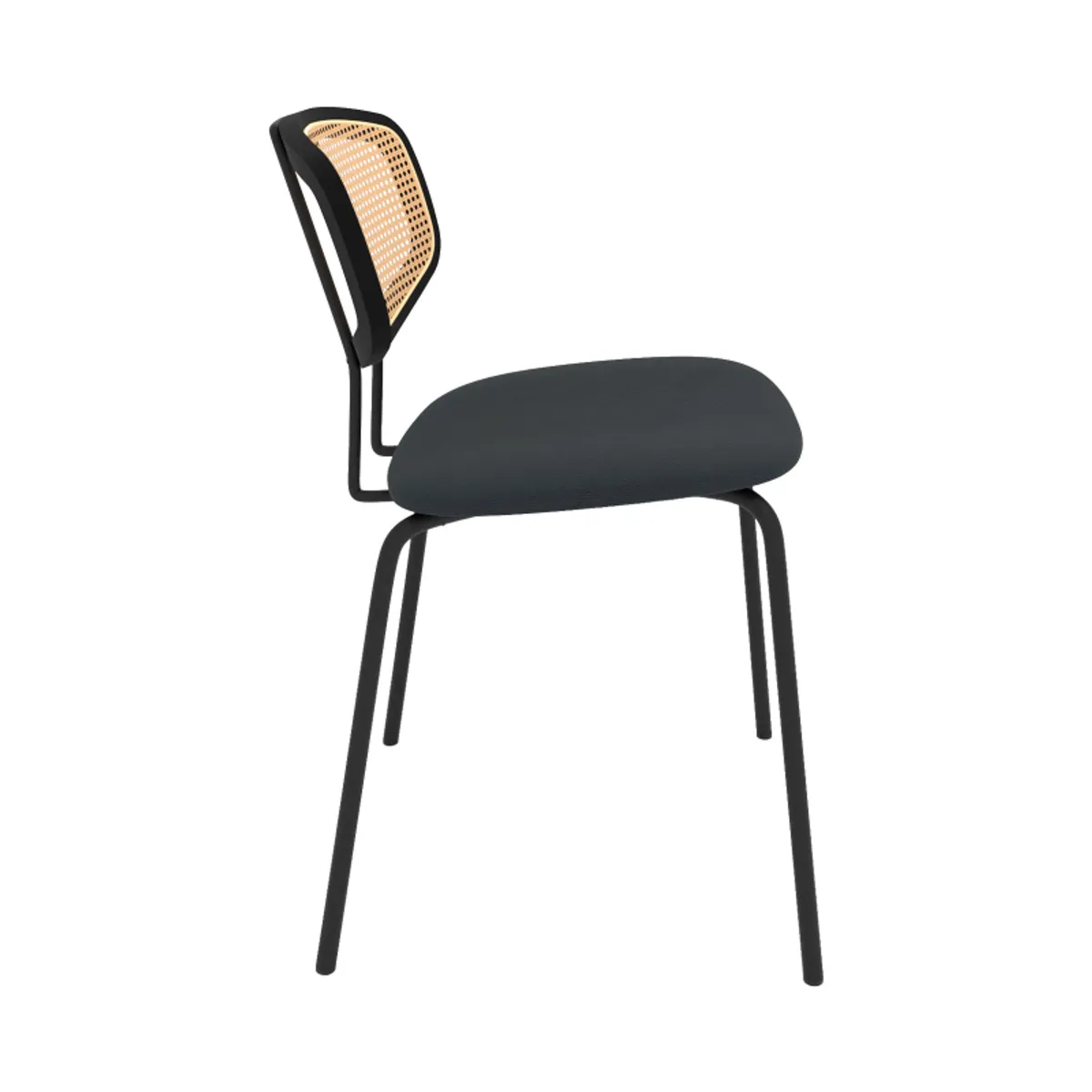 Ritmo - Chaise rétro avec dossier en cannage rotin et assise en simili — vue 5