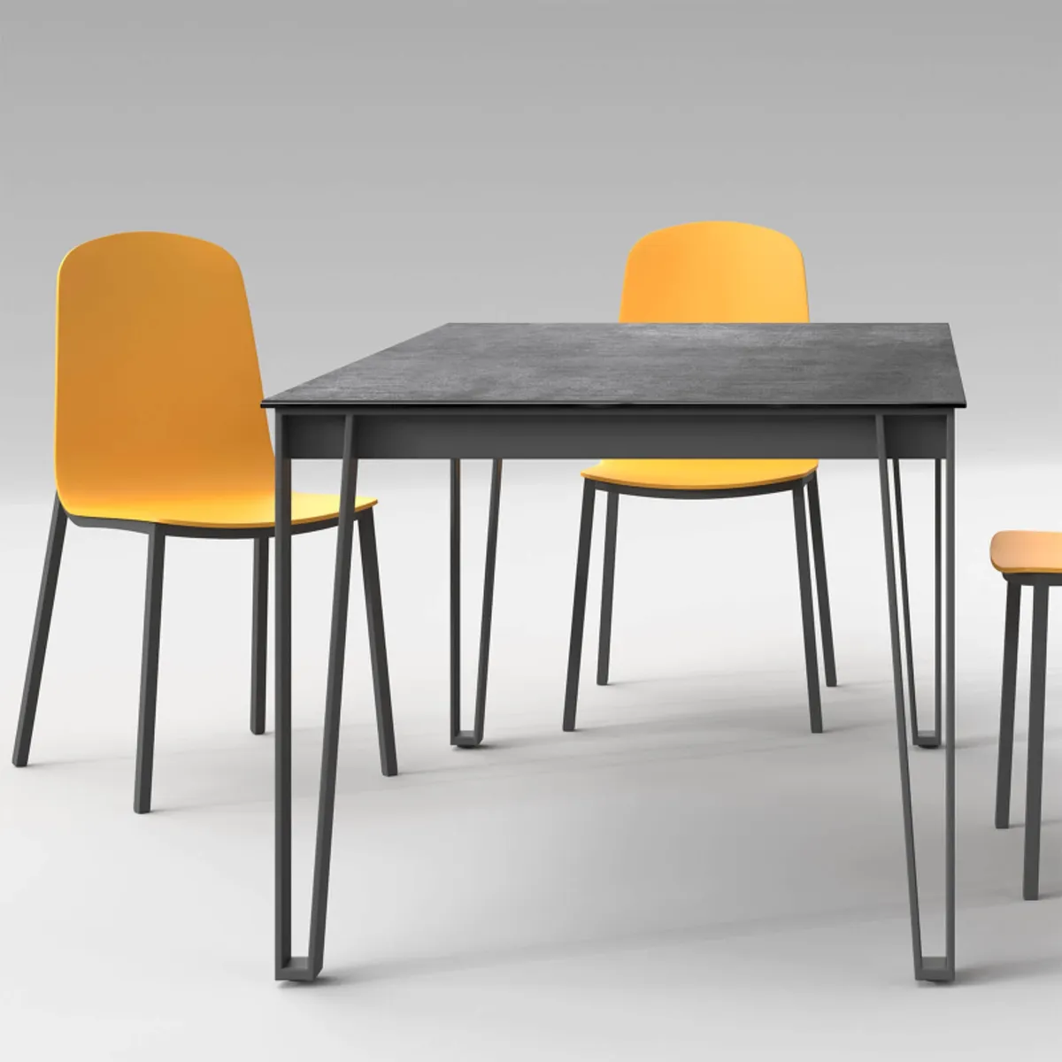 London - Table design en Dekton avec pieds épingle en métal — vue 4