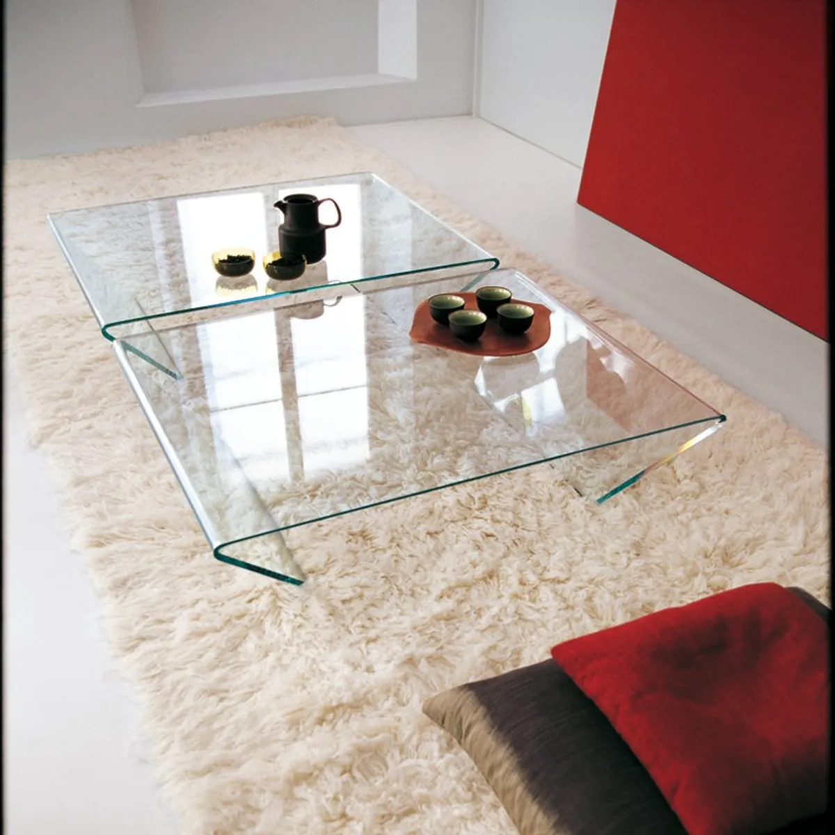Rubino Sovet® - Table basse design rectangulaire ou carrée en verre — vue 3