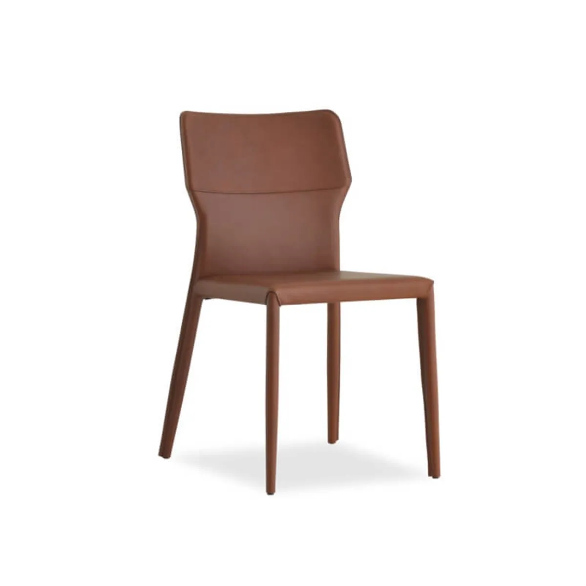 Maryl - Chaise gainée contemporaine en croûte de cuir