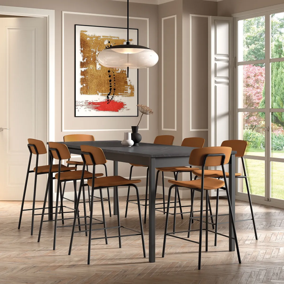 Cabrio - Table snack rectangulaire extensible en stratifié fabriquée en Belgique