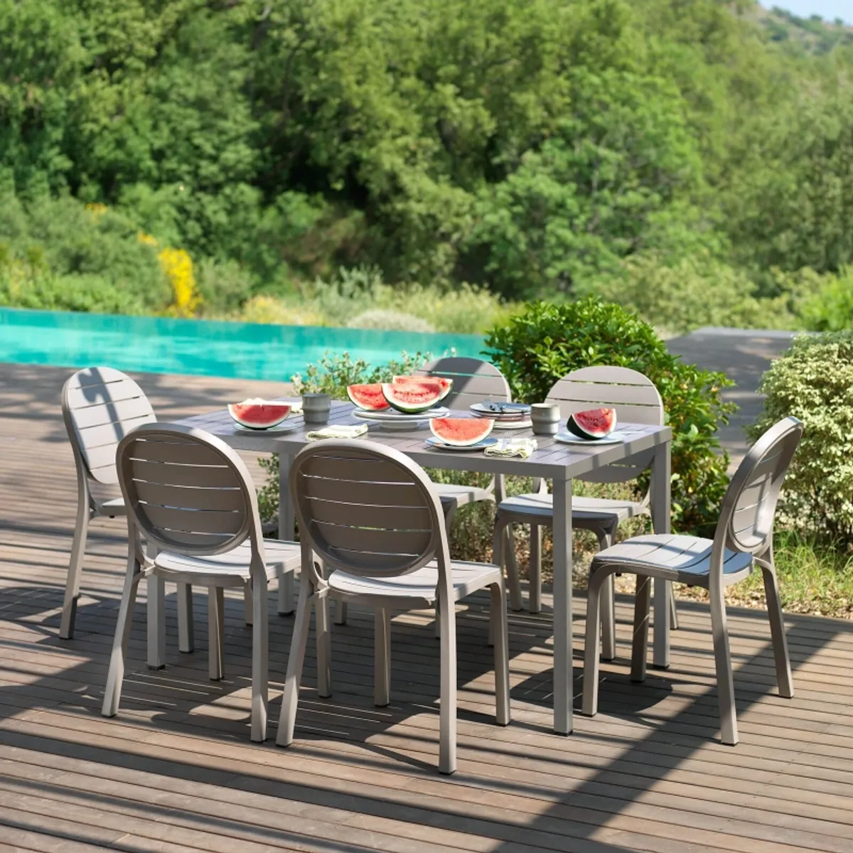 Cube - Table de jardin rectangulaire réglable en hauteur fabriquée en Italie