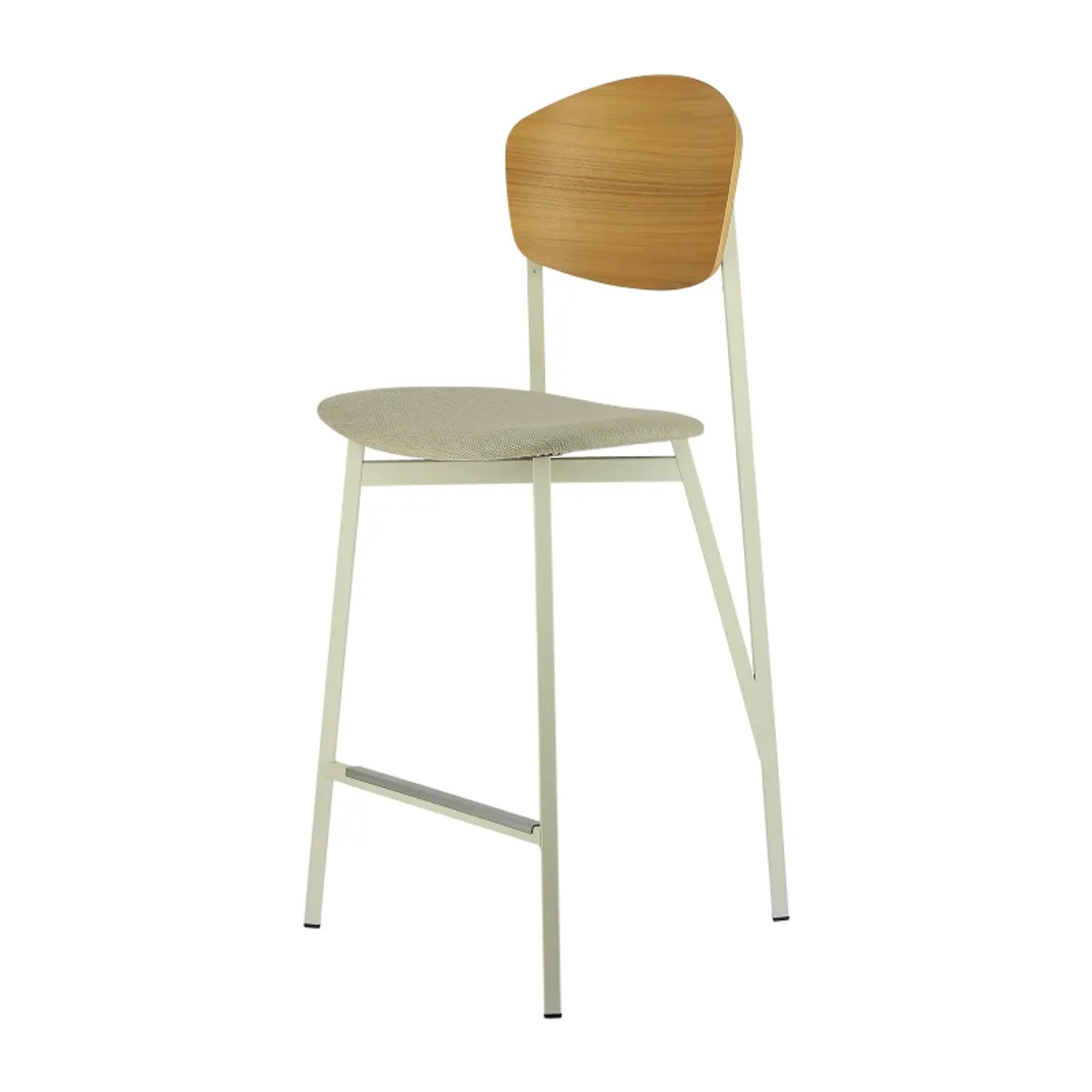 Artémis Carrier® - Tabouret snack design français assise en tissu dossier bois et pieds en métal — vue 4