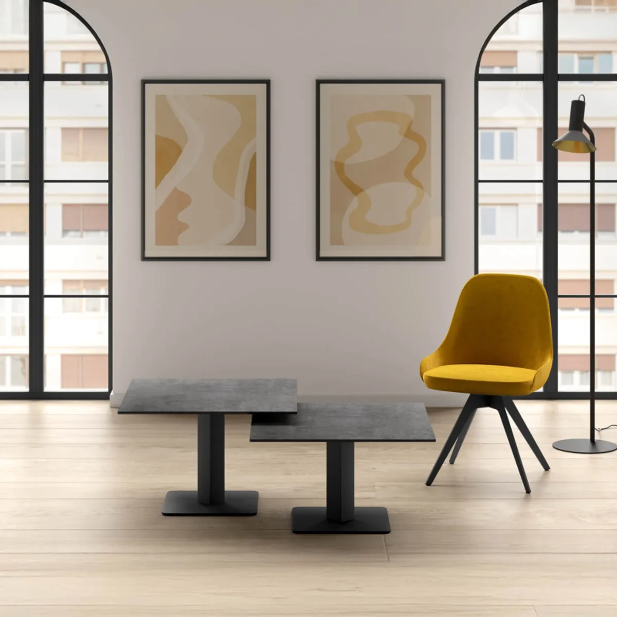Ibero mini - Table basse carrée en céramique avec pied central — vue 5