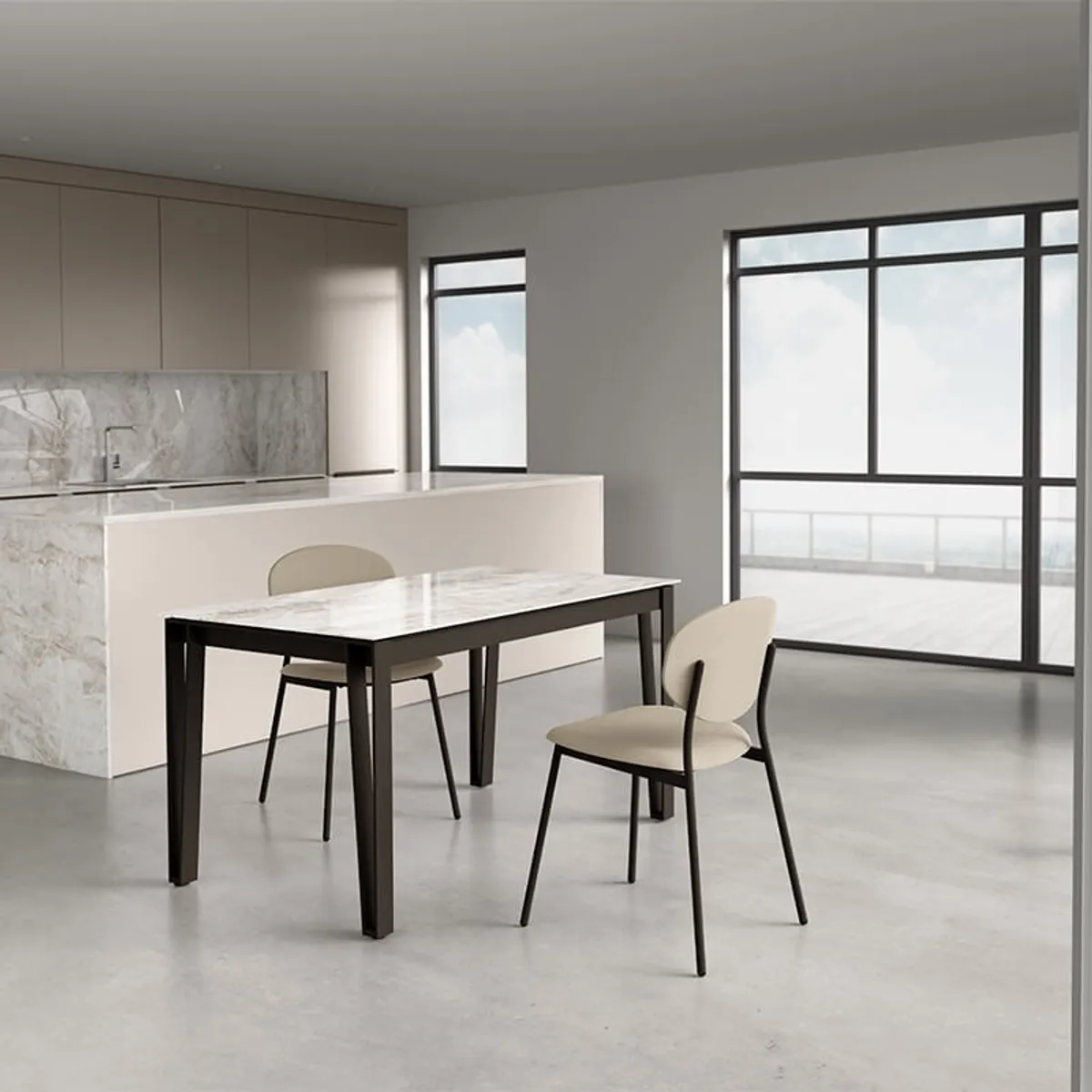 London - Table design en Dekton avec pieds épingle en métal — vue 5