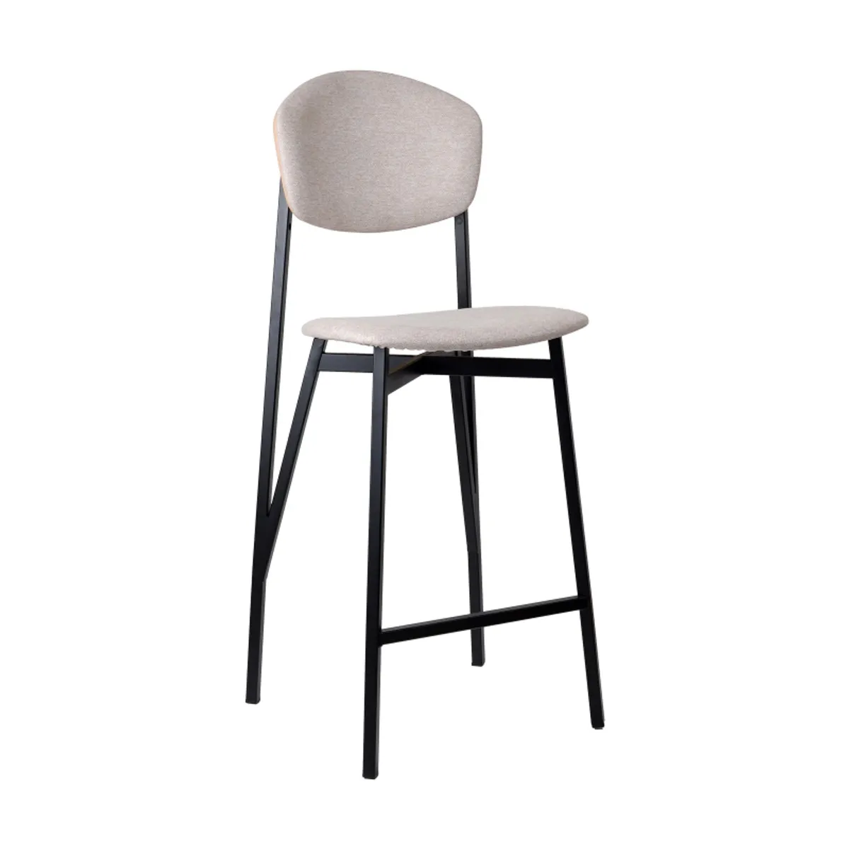 Artémis Carrier® - Tabouret snack design français assise et dossier en tissu dos en bois et pieds en