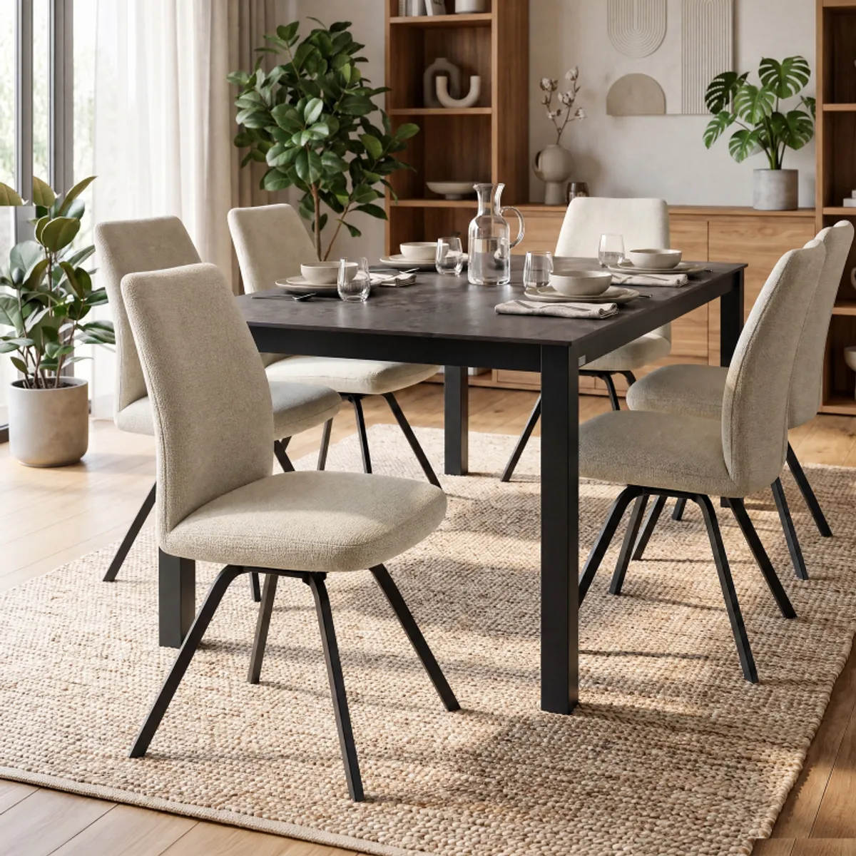 Gabin - Chaise confortable en tissu avec dossier inclinable et pieds en métal — vue 4