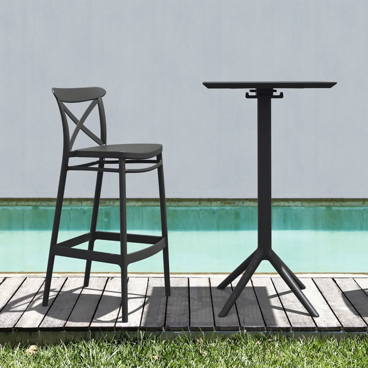 Cross - Tabouret de bar pour jardin avec dossier — vue 5