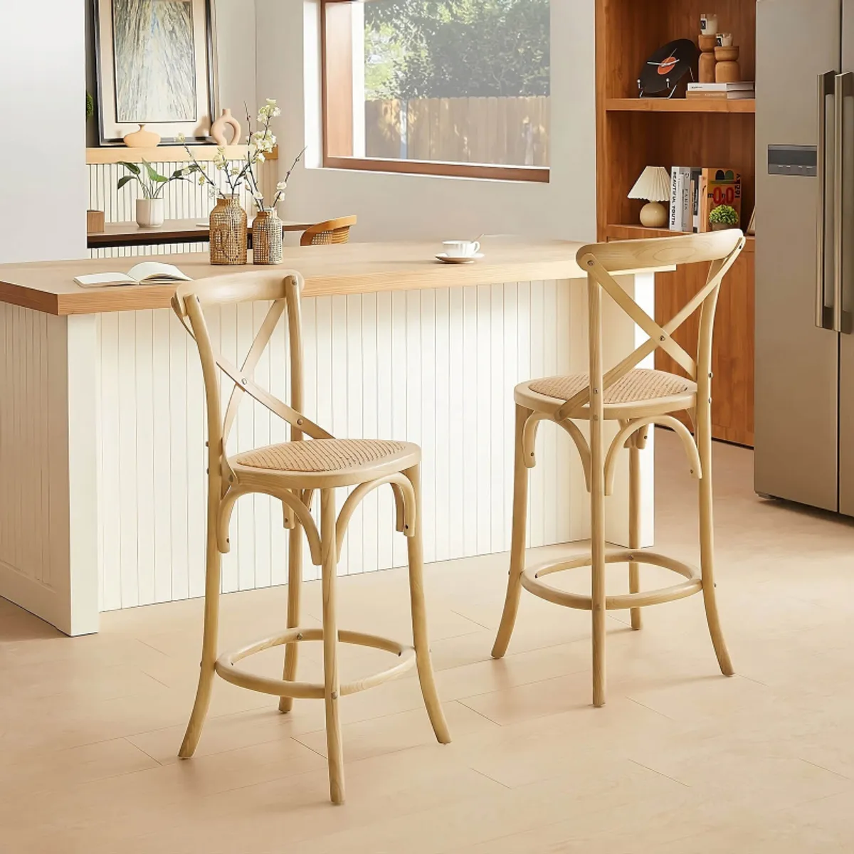 Cabaret - Tabouret snack style bistrot en bois — vue 3