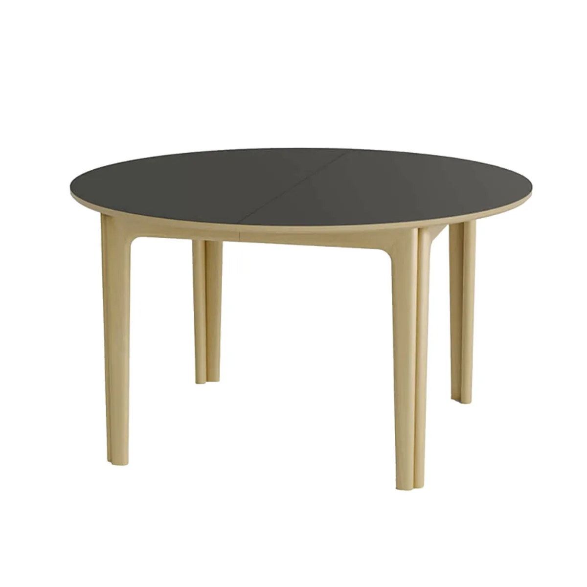 SM112 - Table ronde extensible en stratifié et pieds bois conçue au Danemark