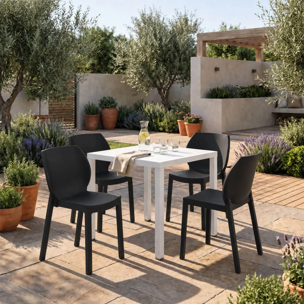 Cube - Table de jardin réglable en hauteur carrée fabriquée en Italie