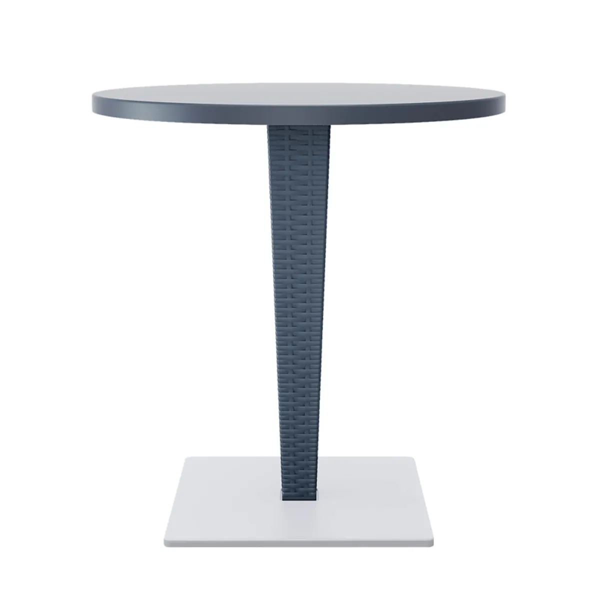 Riva - Table de jardin ronde en résine tressée et plateau werzalit — vue 5