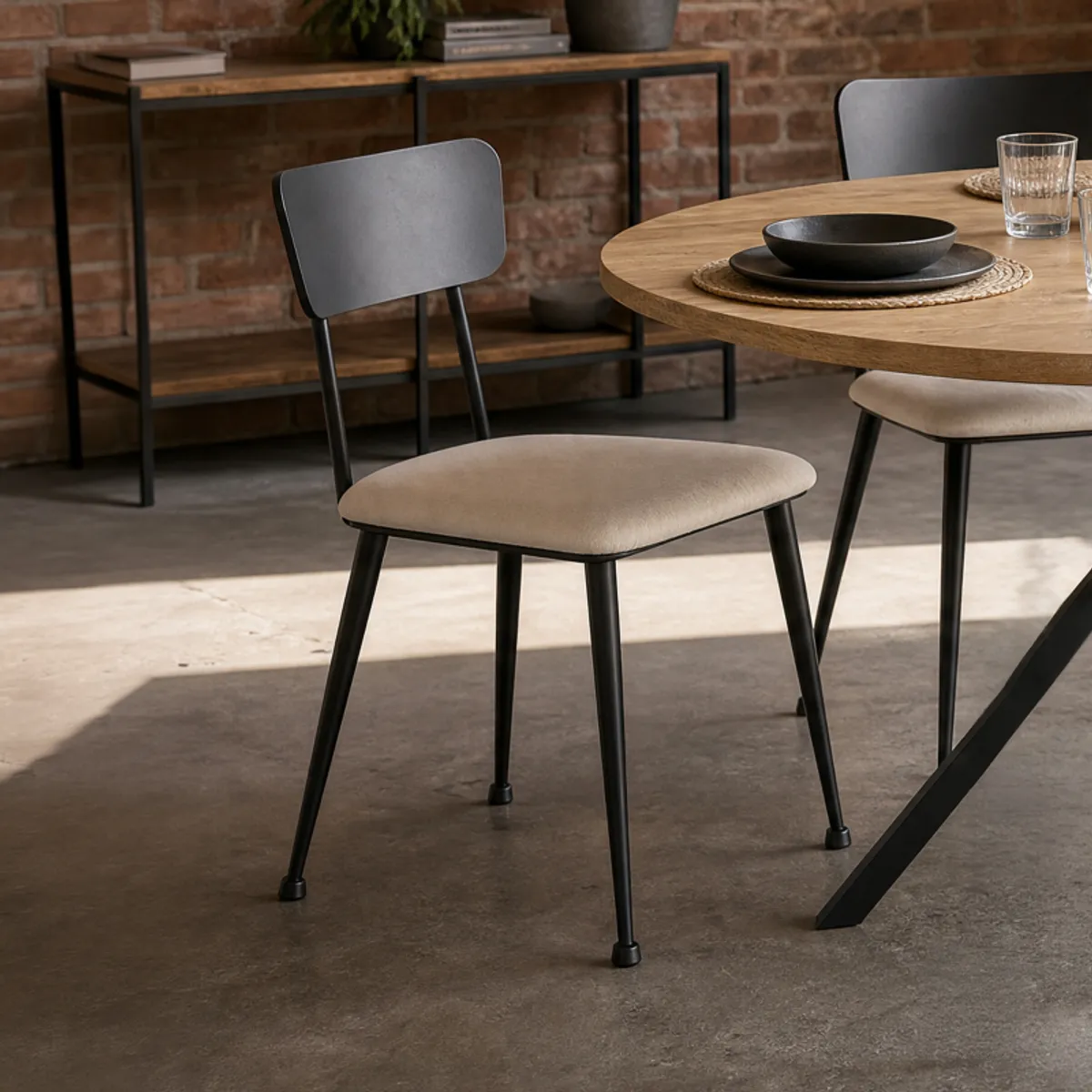 Lanuza - Chaise en métal rembourrée pour salle à manger