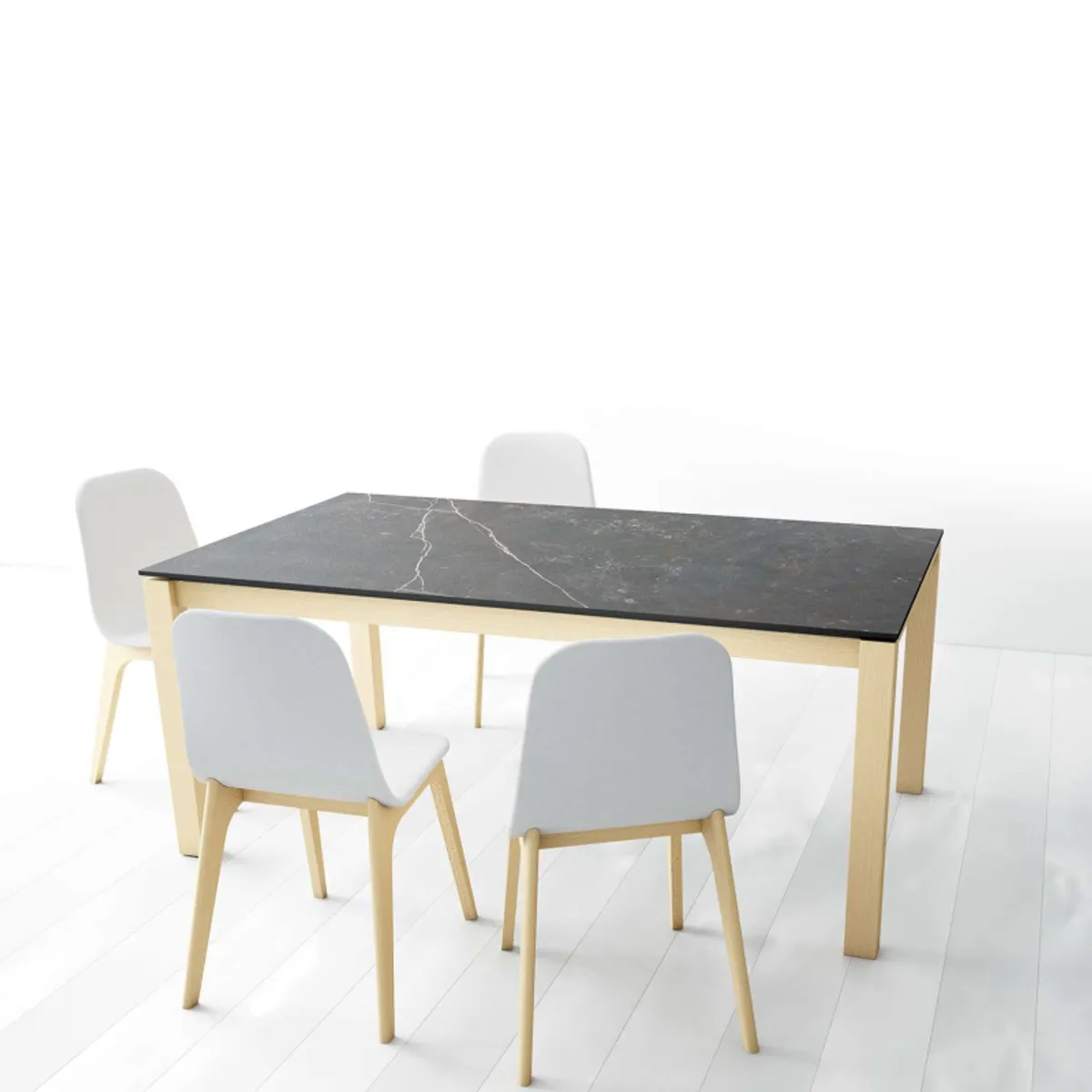 Lakera - Table en Dekton extensible avec pieds en bois massif — vue 3