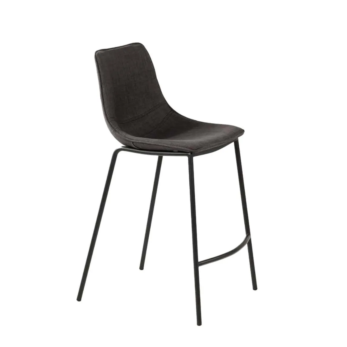 Coque - Tabouret snack coque en tissu gris et pieds en métal noir — vue 5