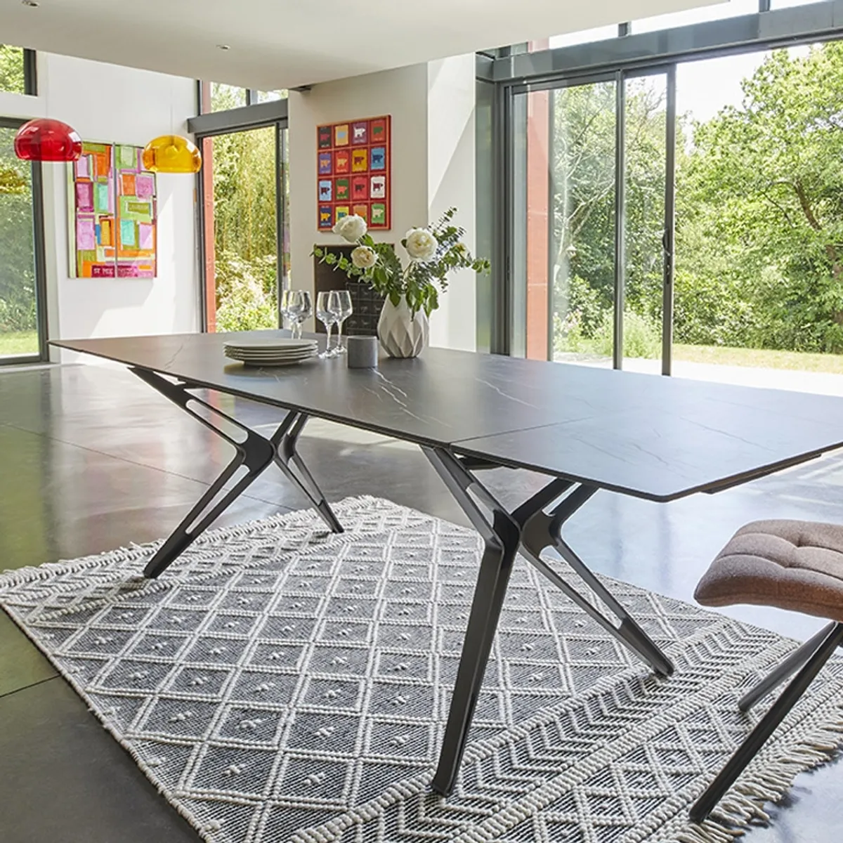 Nova - Table céramique design extensible pieds en X — vue 4