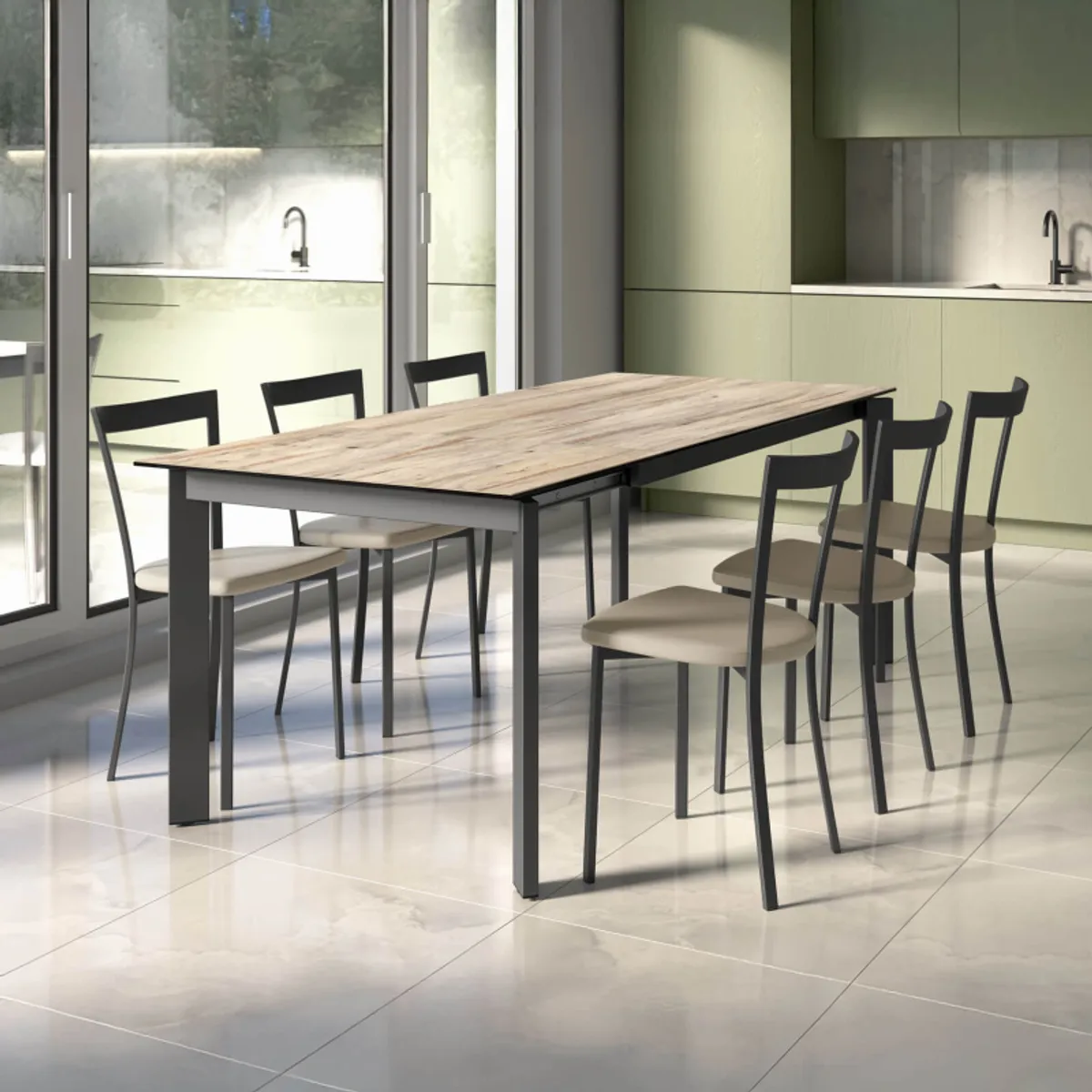 Poker - Table petit espace extensible en céramique — vue 4