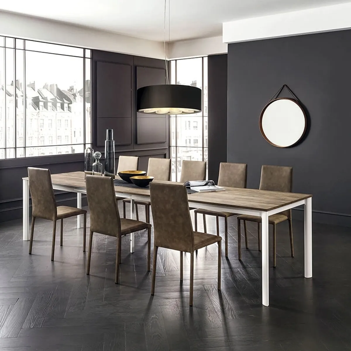 Aaron - Table rectangulaire ultra extensible style contemporain en stratifié