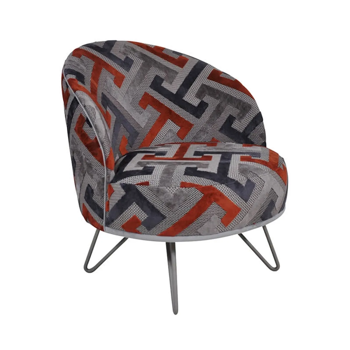 Léa - Fauteuil lounge design art déco avec pieds épingle fabrication française