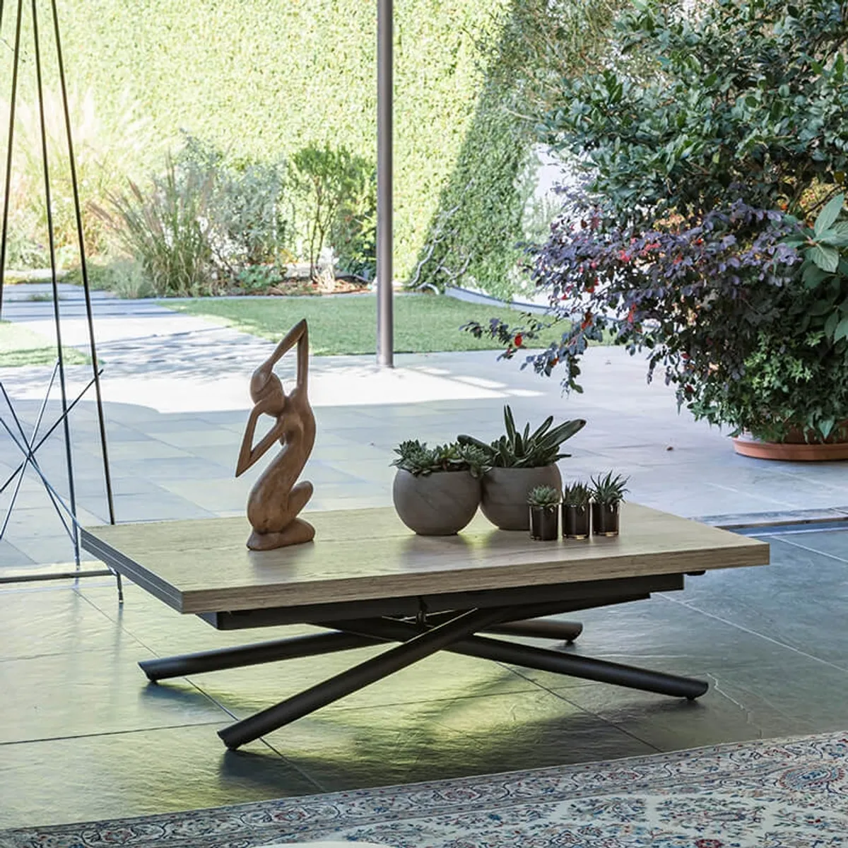 Lotus - Table italienne rabattable et relevable en mélaminé avec pieds mikado — vue 3