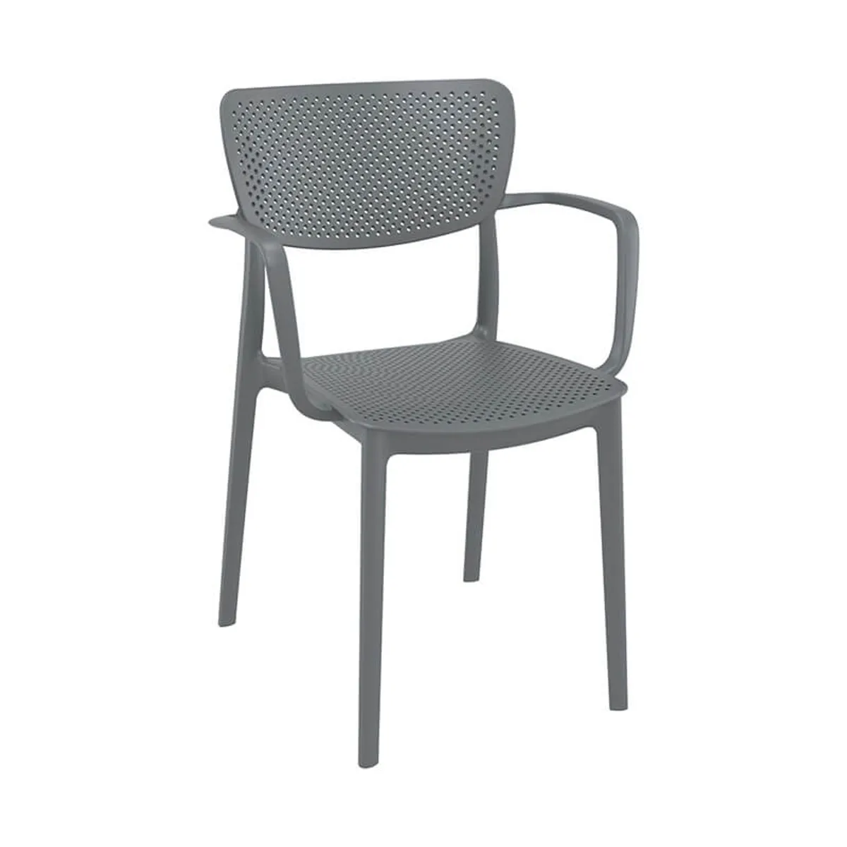 Loft - Chaise moderne avec accoudoirs en polypropylène micro perforé