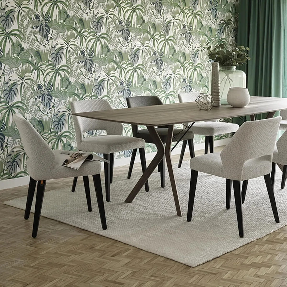 Lena Mobitec® - Chaise ajourée en tissu et pieds bois style moderne — vue 3